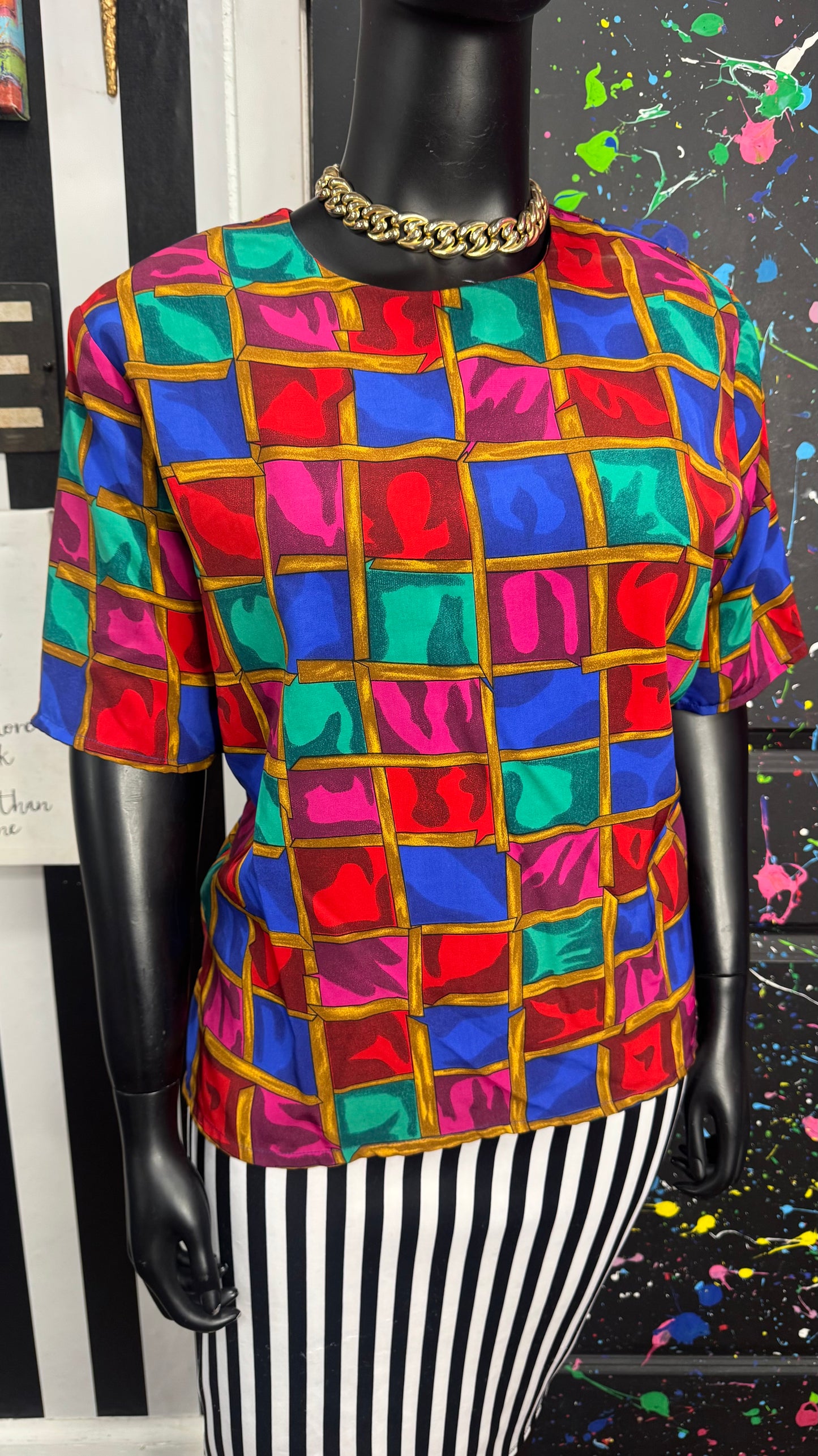 Vintage Abstract Squares Blouse (22)