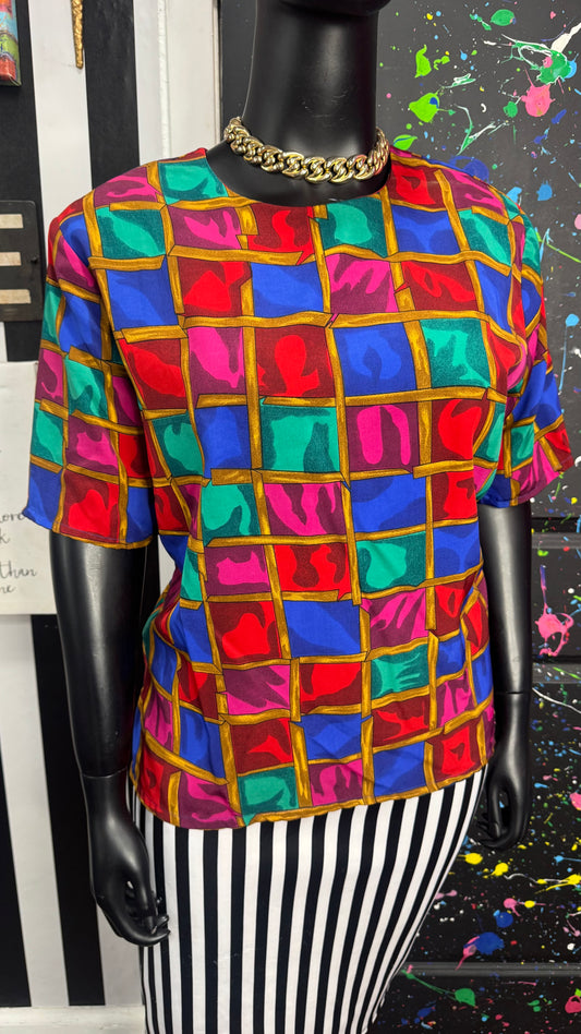 Vintage Abstract Squares Blouse (22)