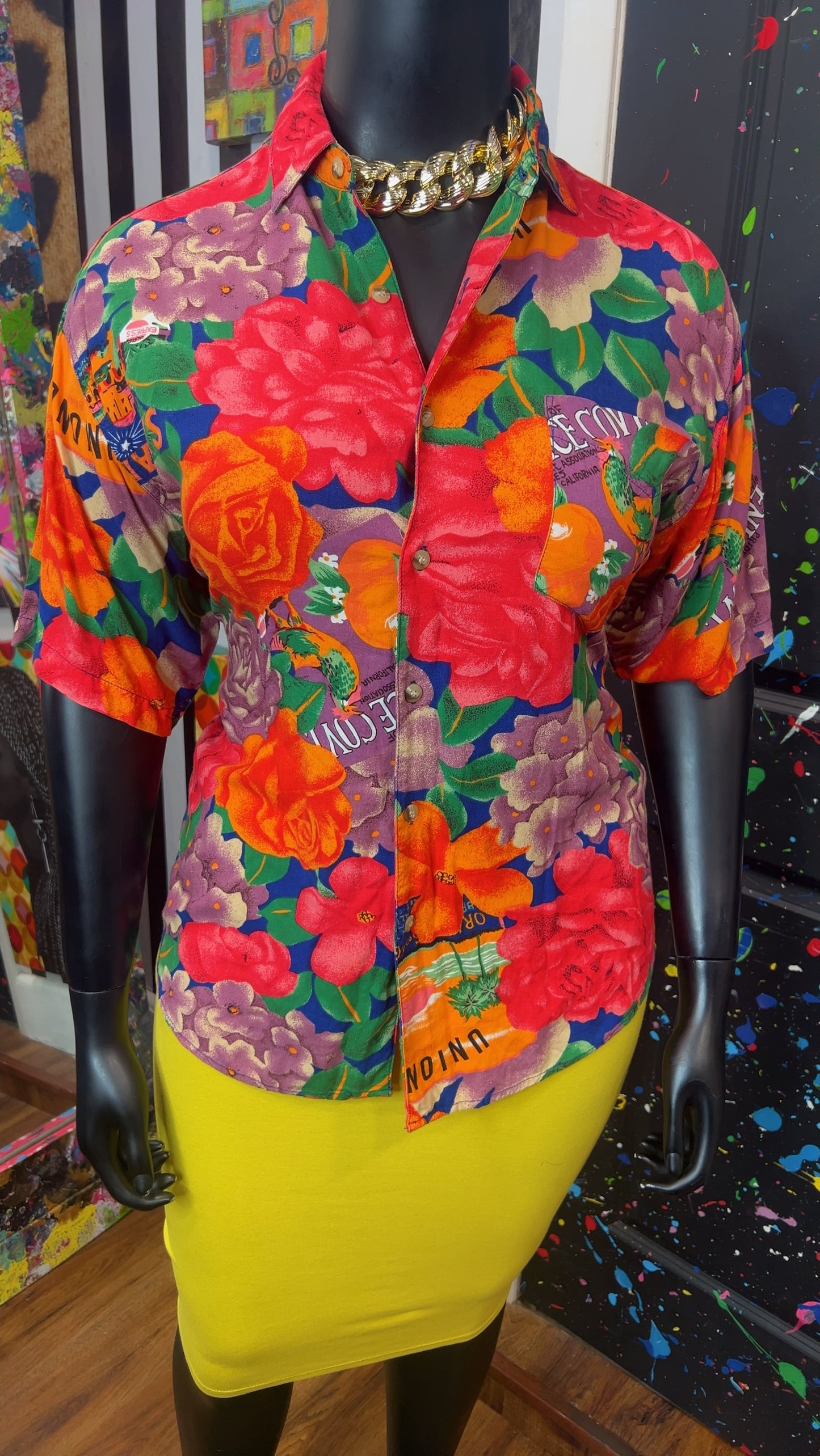 Vintage Rayon Tropical Blouse (14)