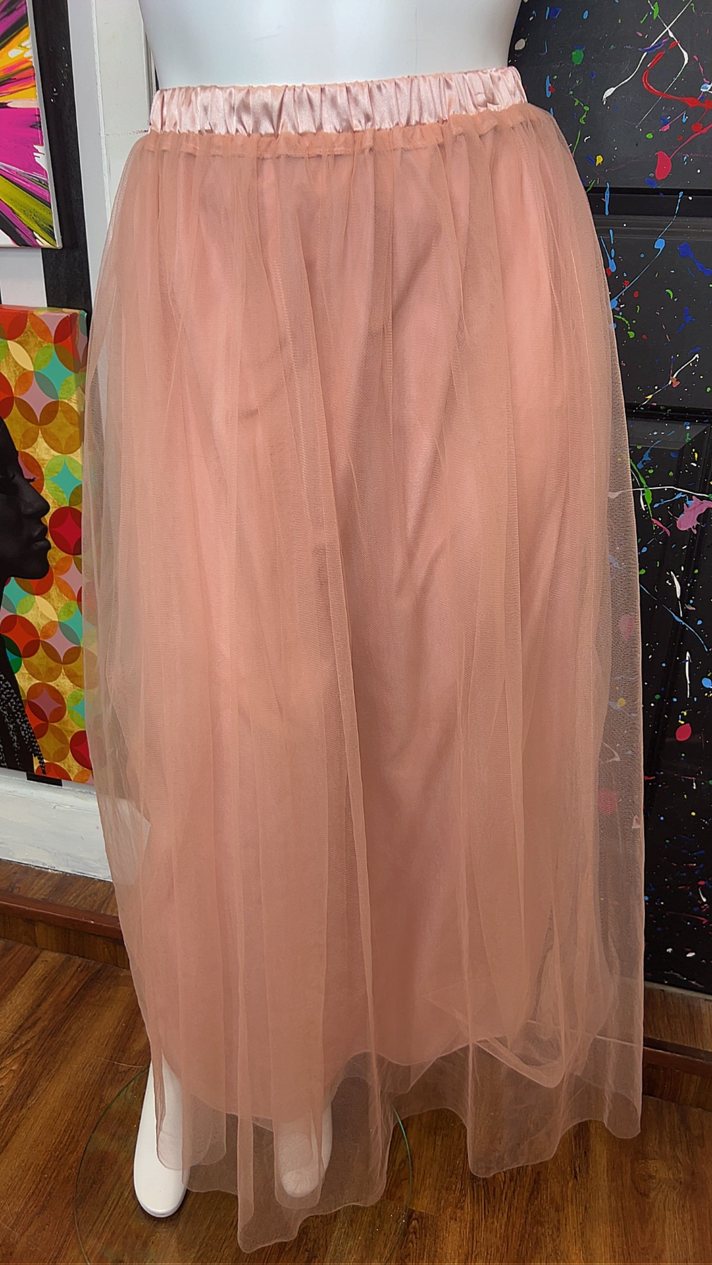 Long Blush Tulle Skirt (16)