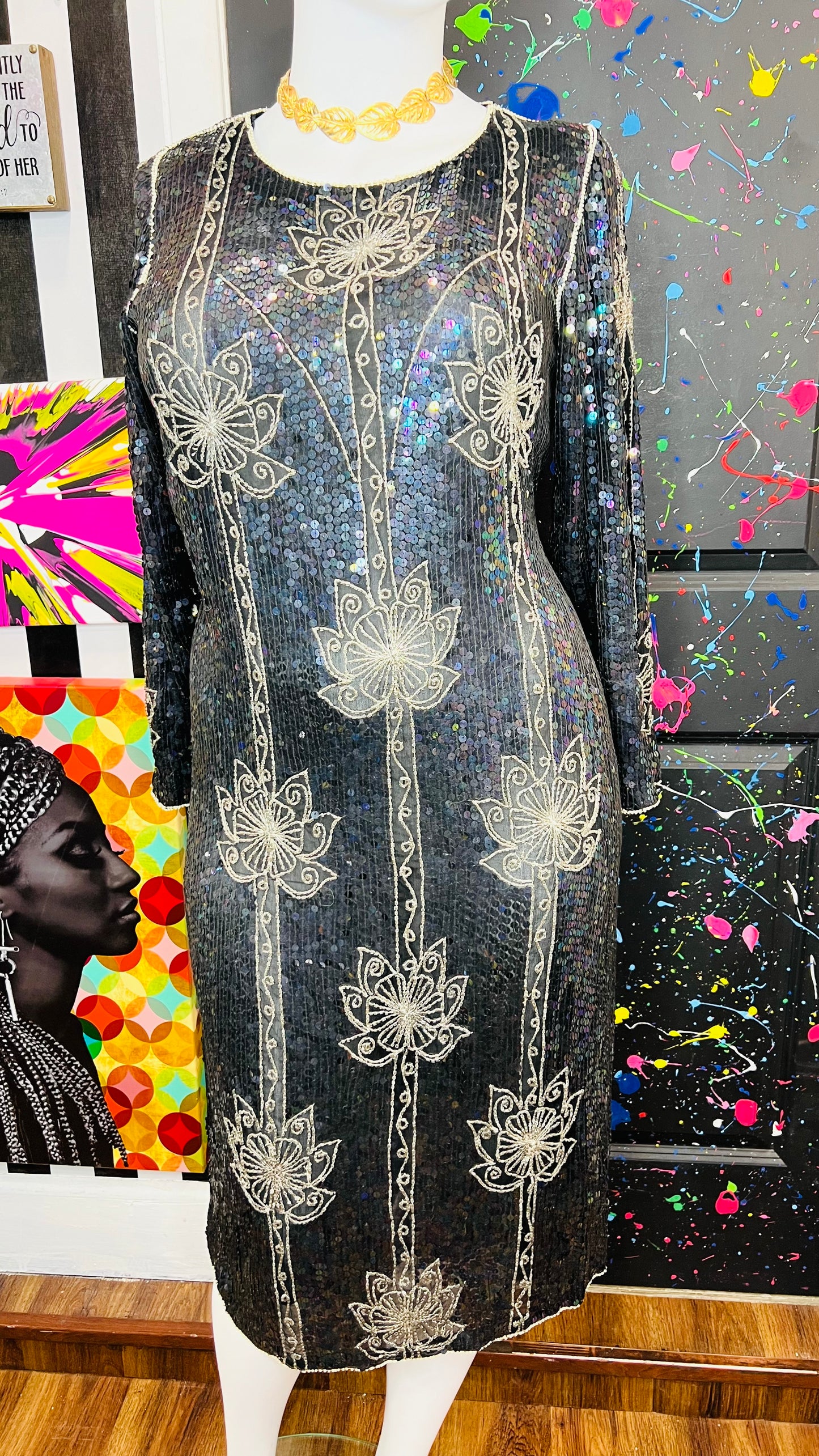 Vintage Silk Sequin Dress (14)