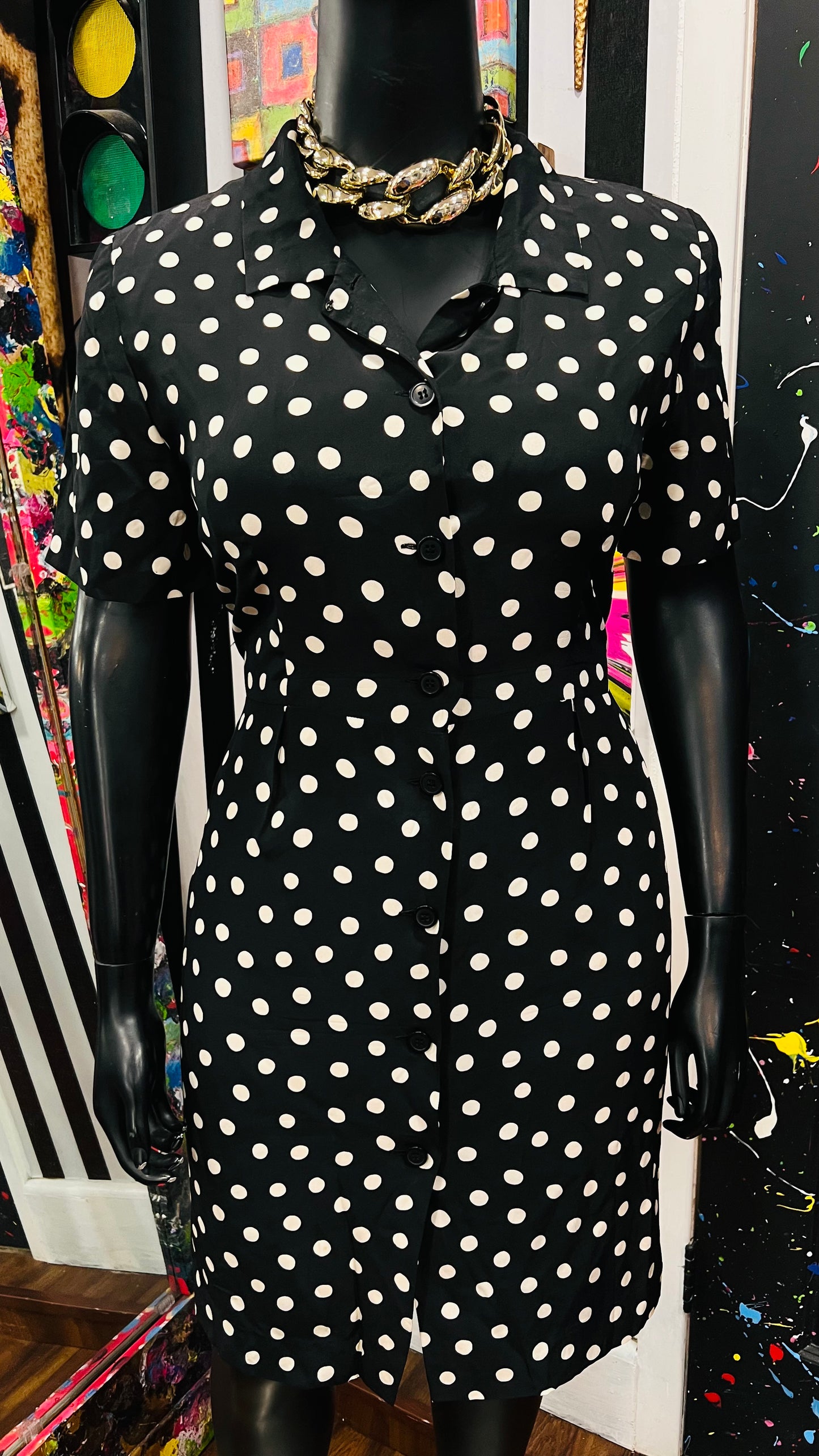 Vintage 100% Silk Polka Dot Dress (16)