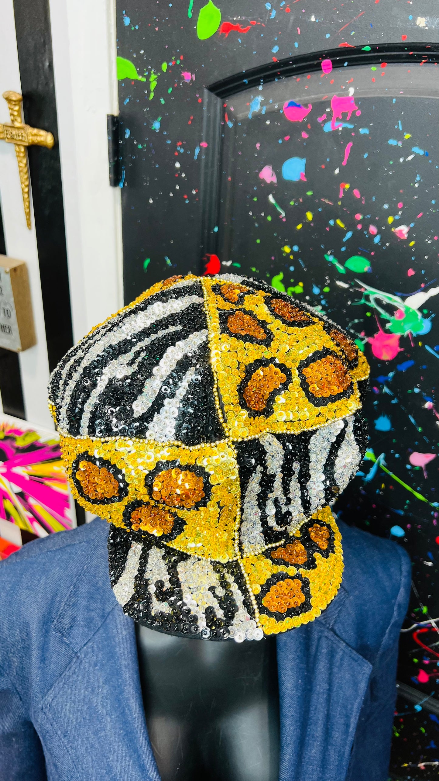 Vintage Sequin Animal Print Hat