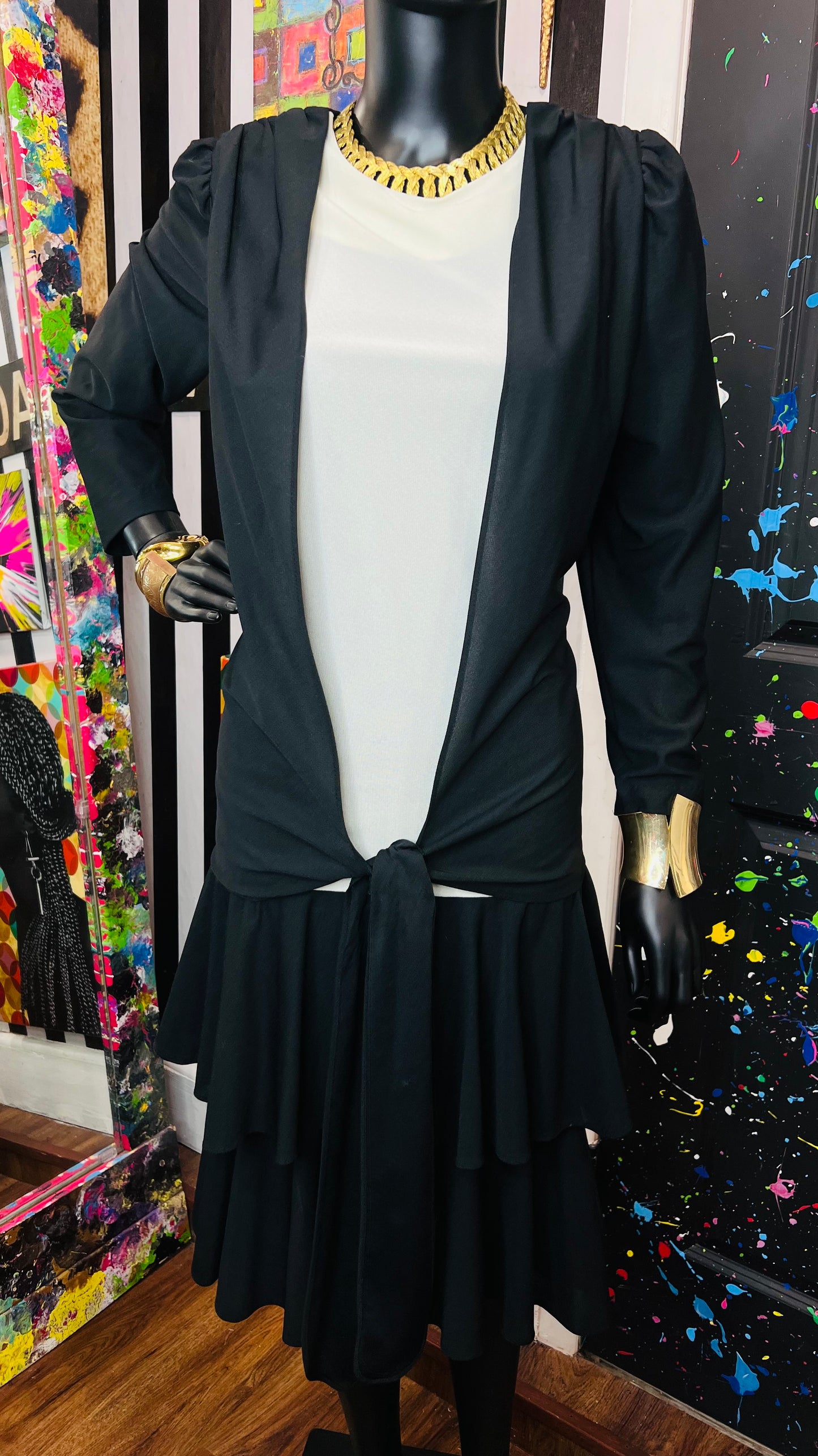 Vintage Layered Black & White Dress (12)