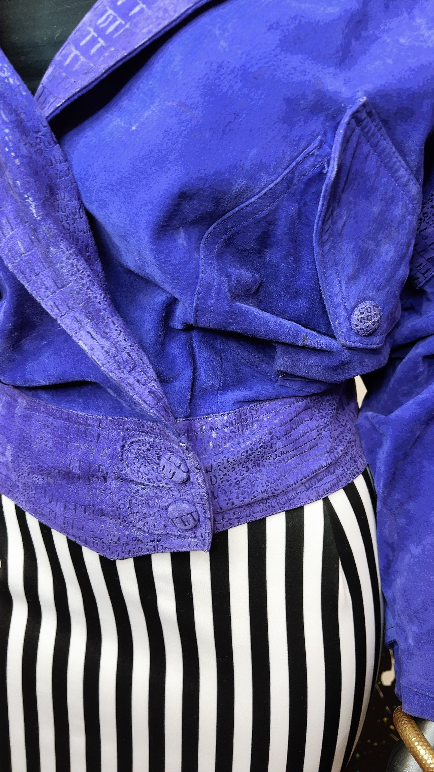 Vintage Purple Suede Leather Cropped Jacket (18)