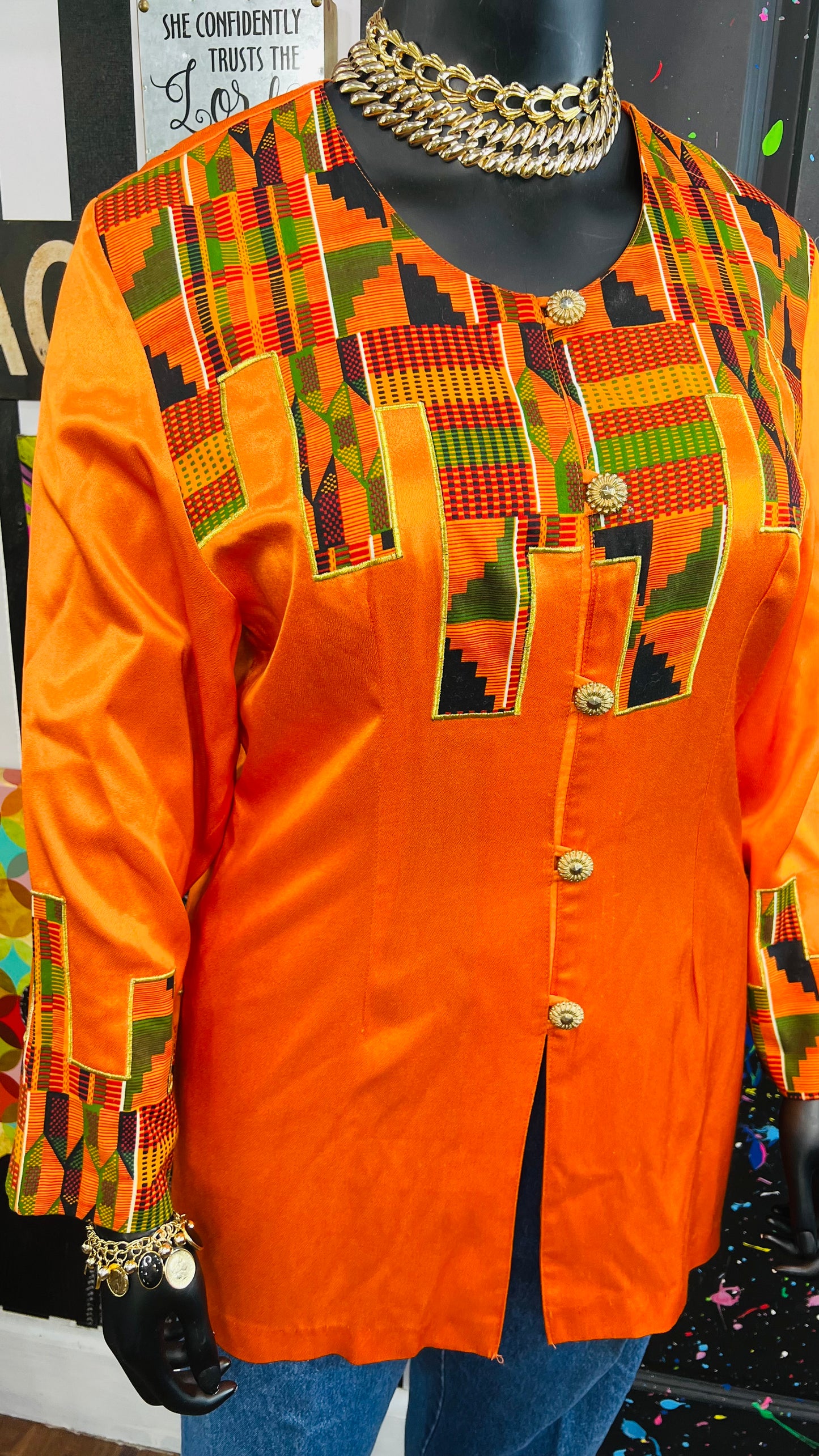 Vintage Genuine Traditional African Print Blouse (14)