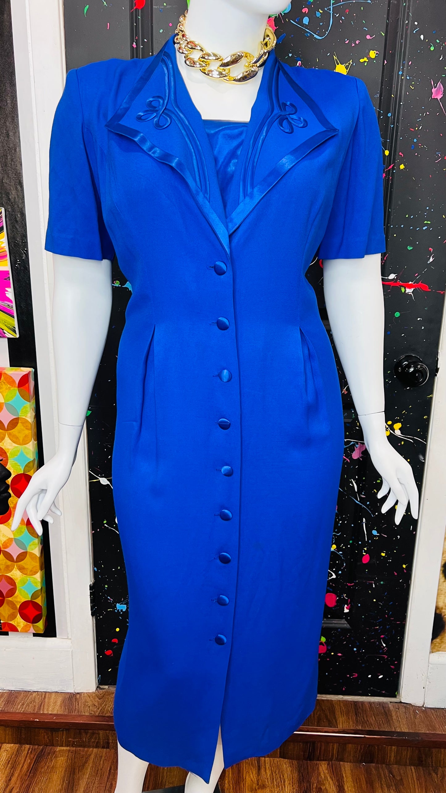Vintage ‘Blues’ Statement Dress (20W)