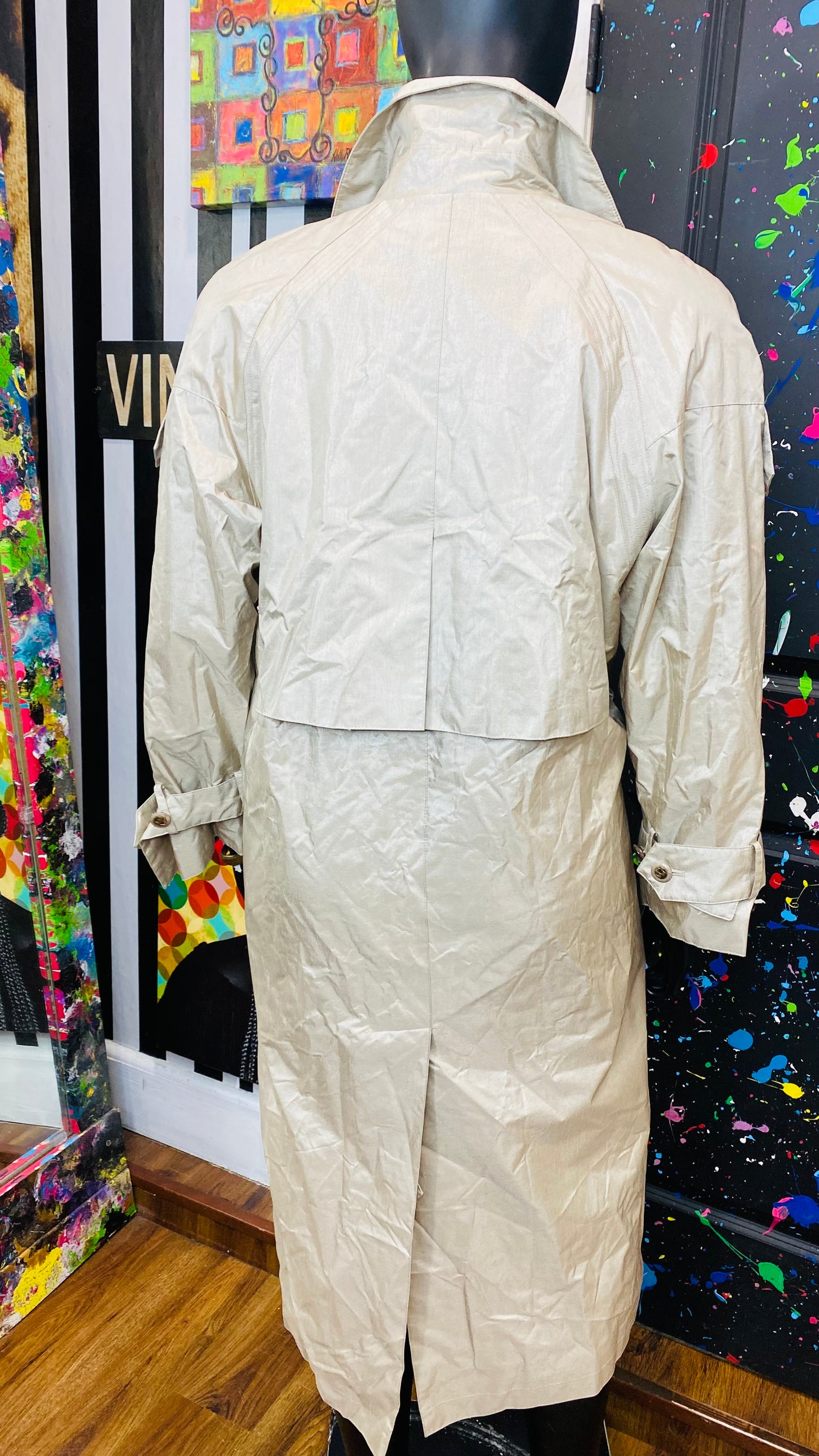 Vintage Champagne Colored Trench RainCoat (16)