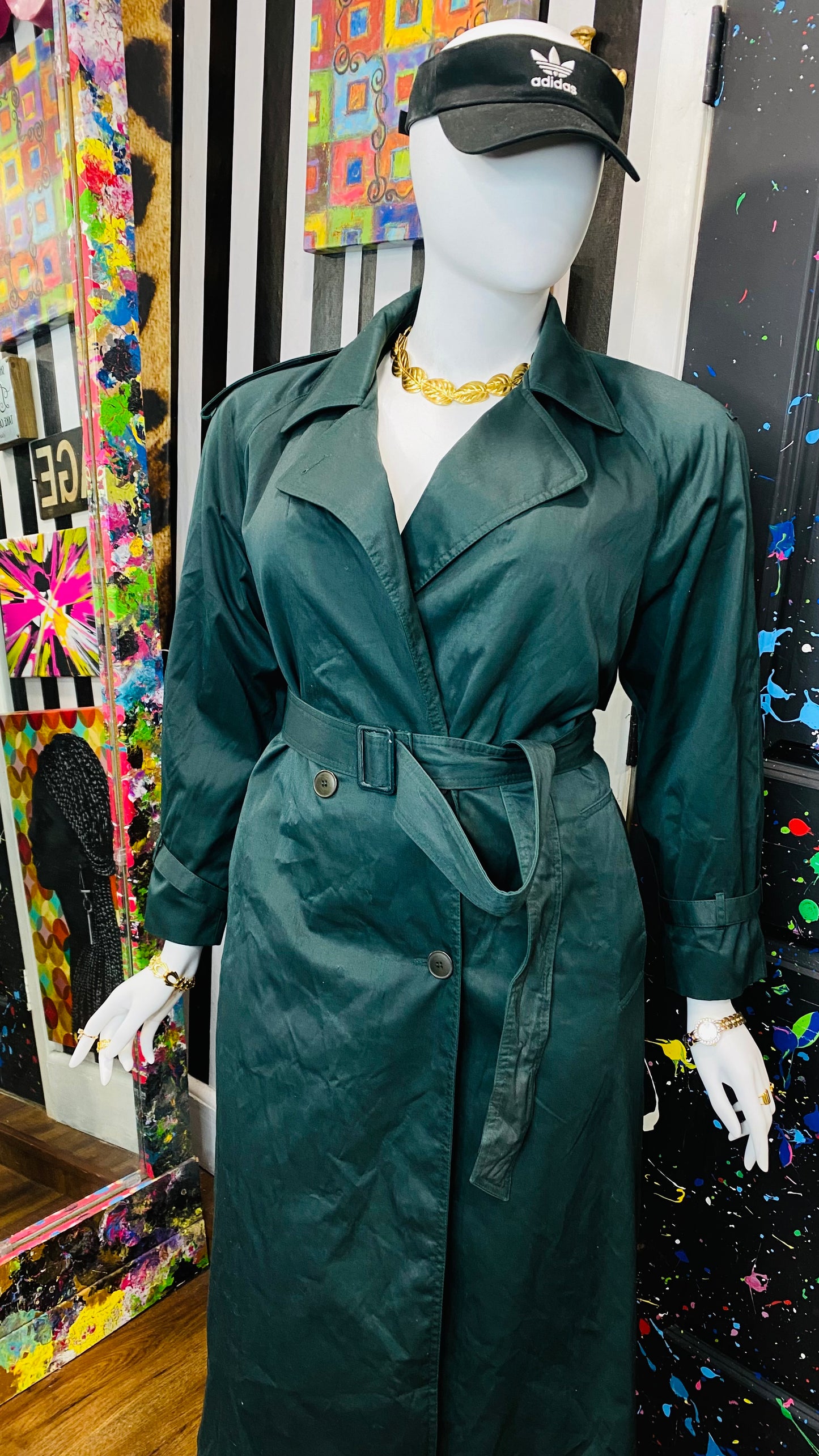 Vintage Hunter Green Trench Coat (16)