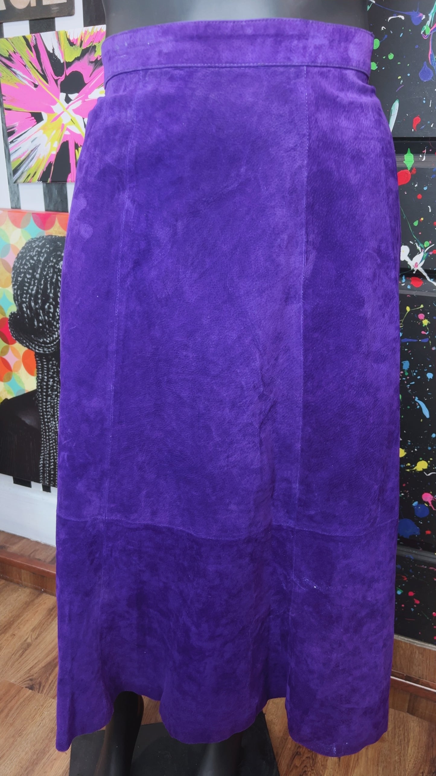 Vintage Purple Genuine Suede Leather Skirt (18W)