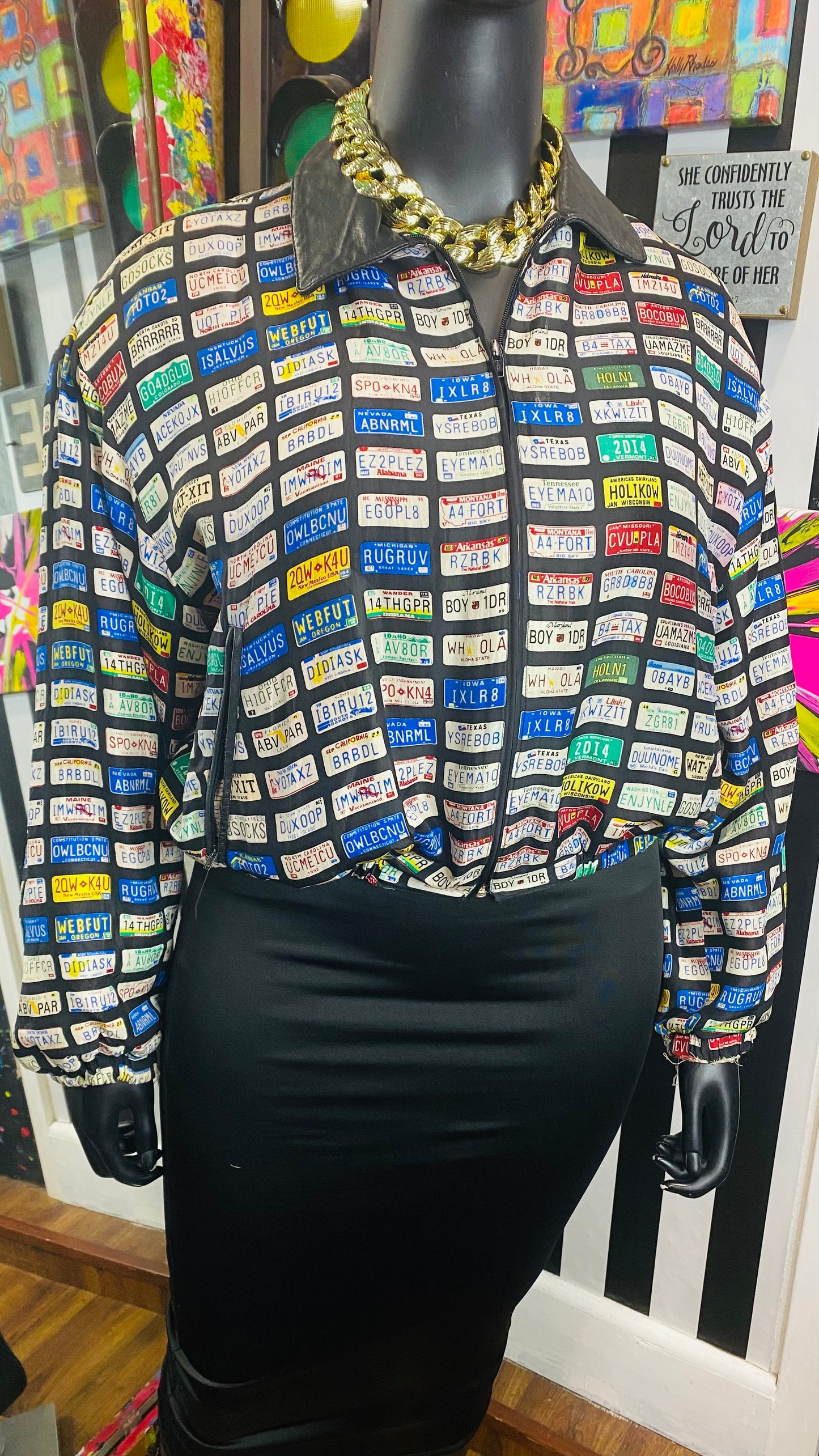 Vintage Silk & Genuine Leather Tags Jacket (16)