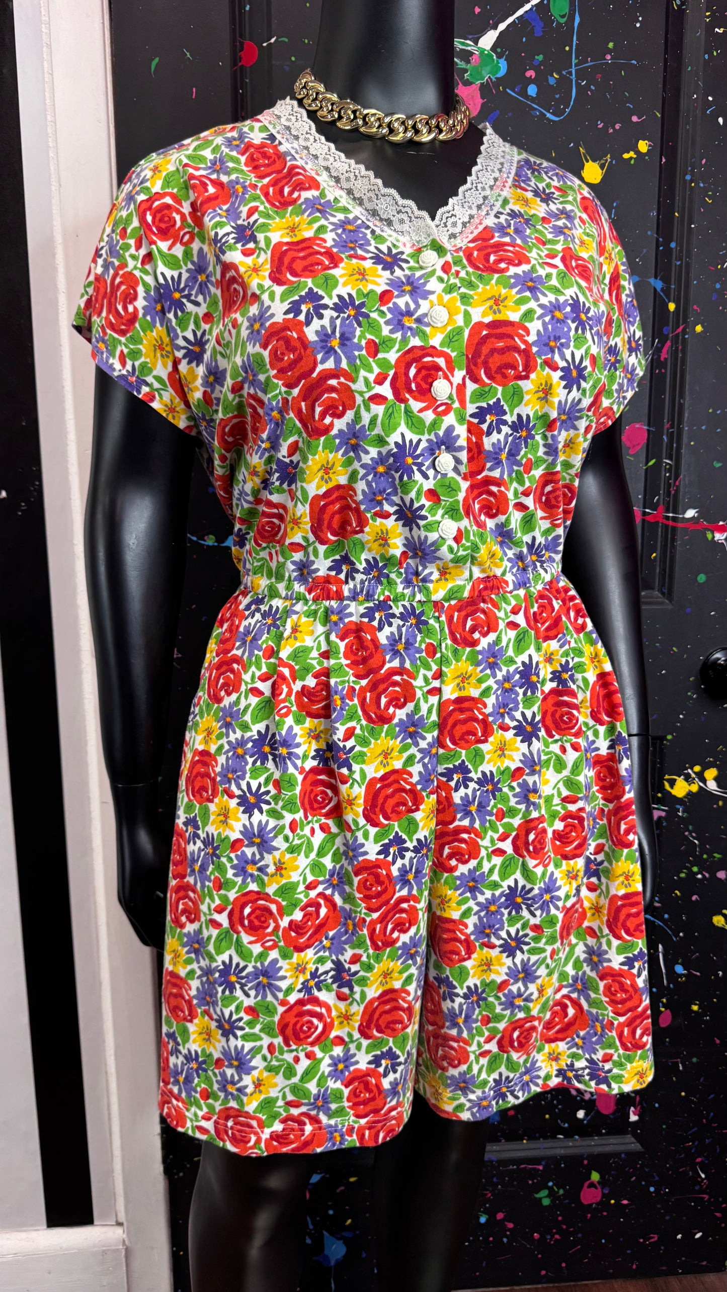 Vintage Floral and Lace Romper (18/20) *KC