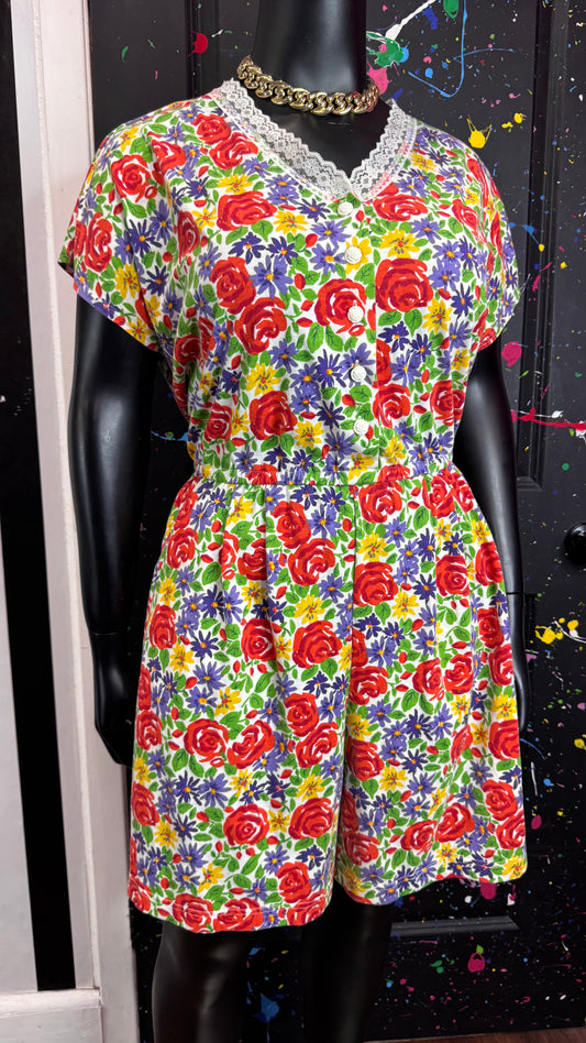 Vintage Floral and Lace Romper (18/20) *KC