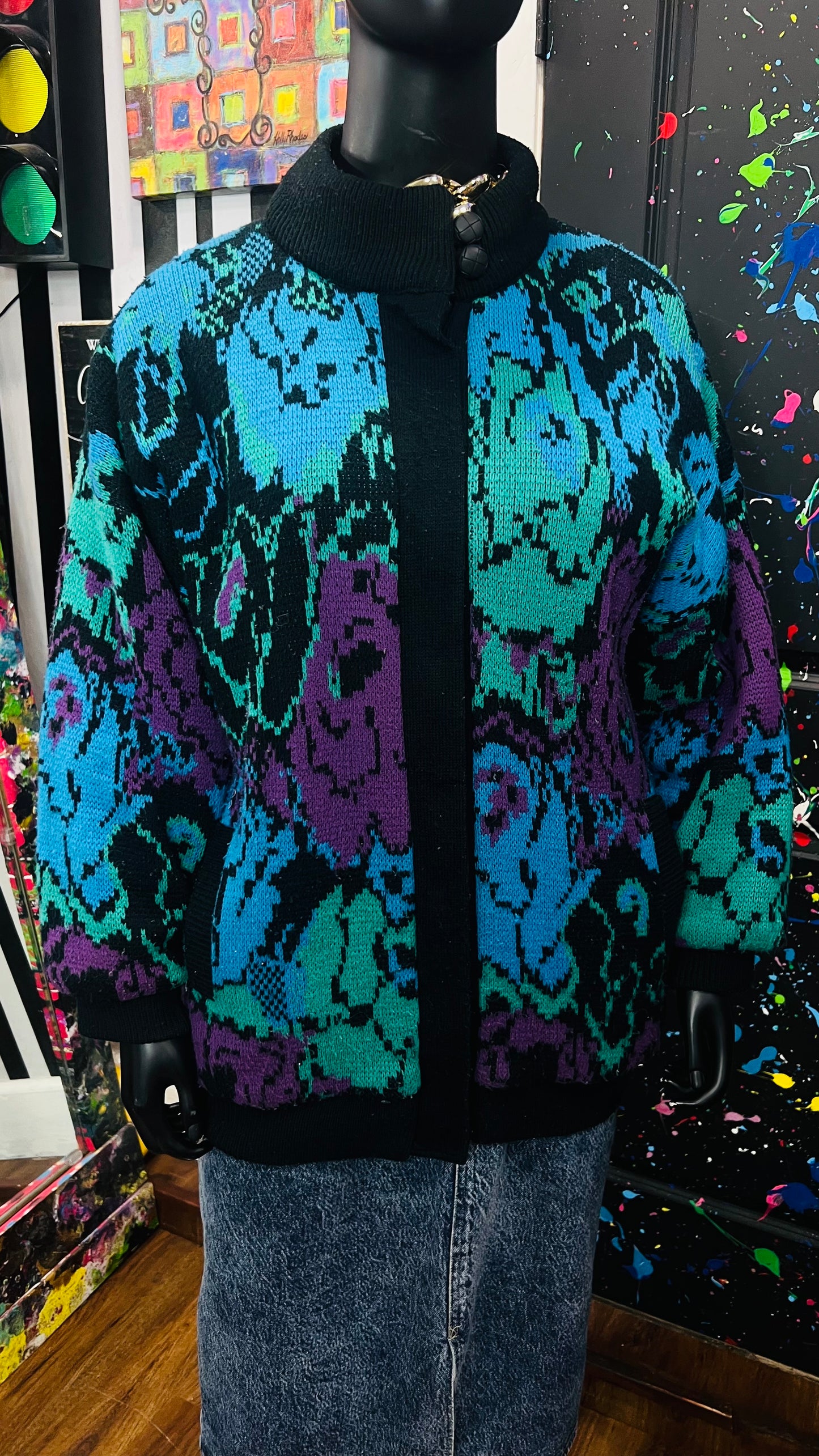 Vintage Think Chunky Knit * Fully Lined Jacket (22)