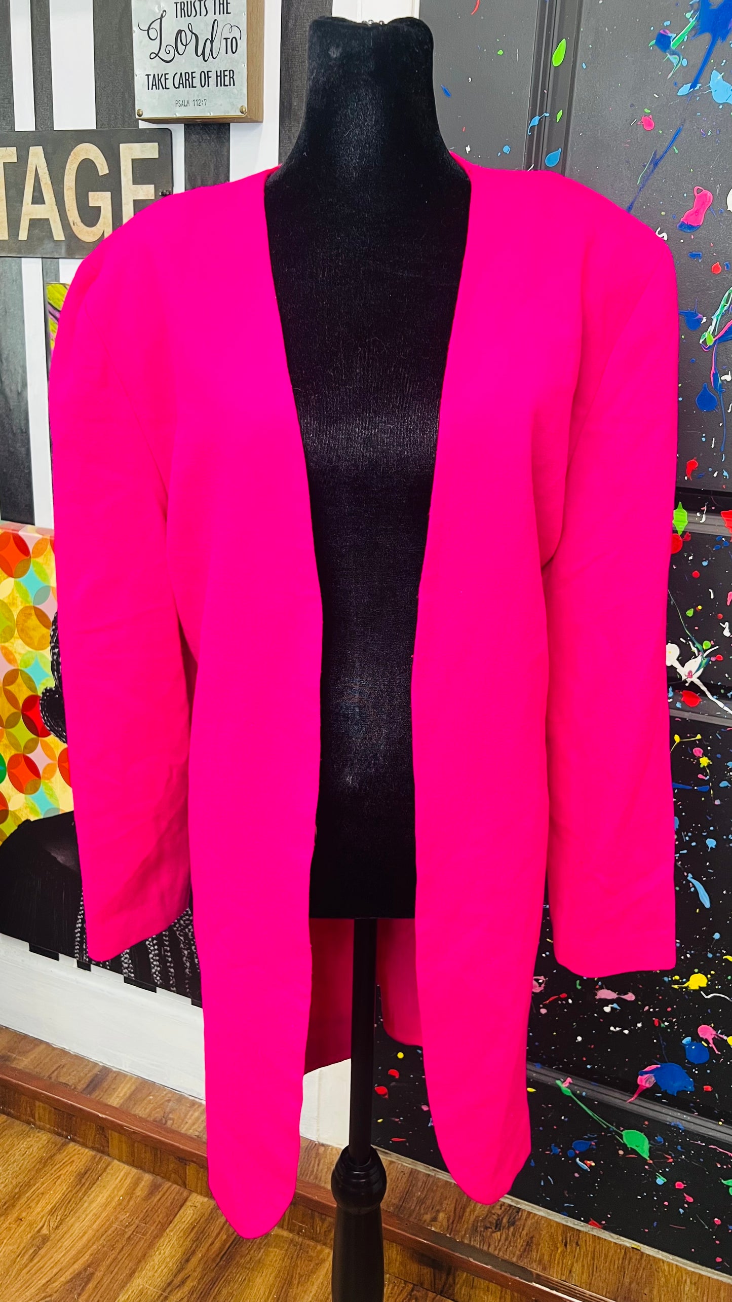 Vintage Open Fuchsia Midlength Blazer (18)