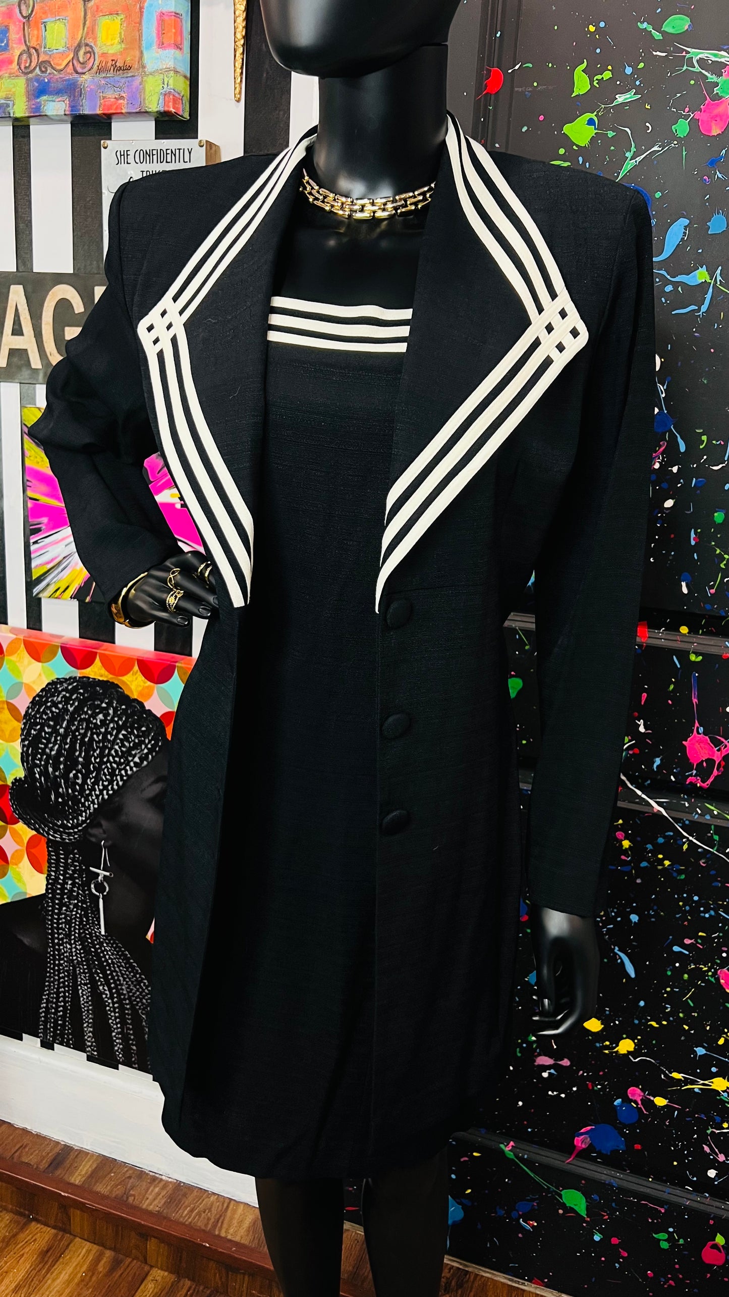 Vintage Black & White Dress & Blazer Set- DeadStock w/Tags (12)