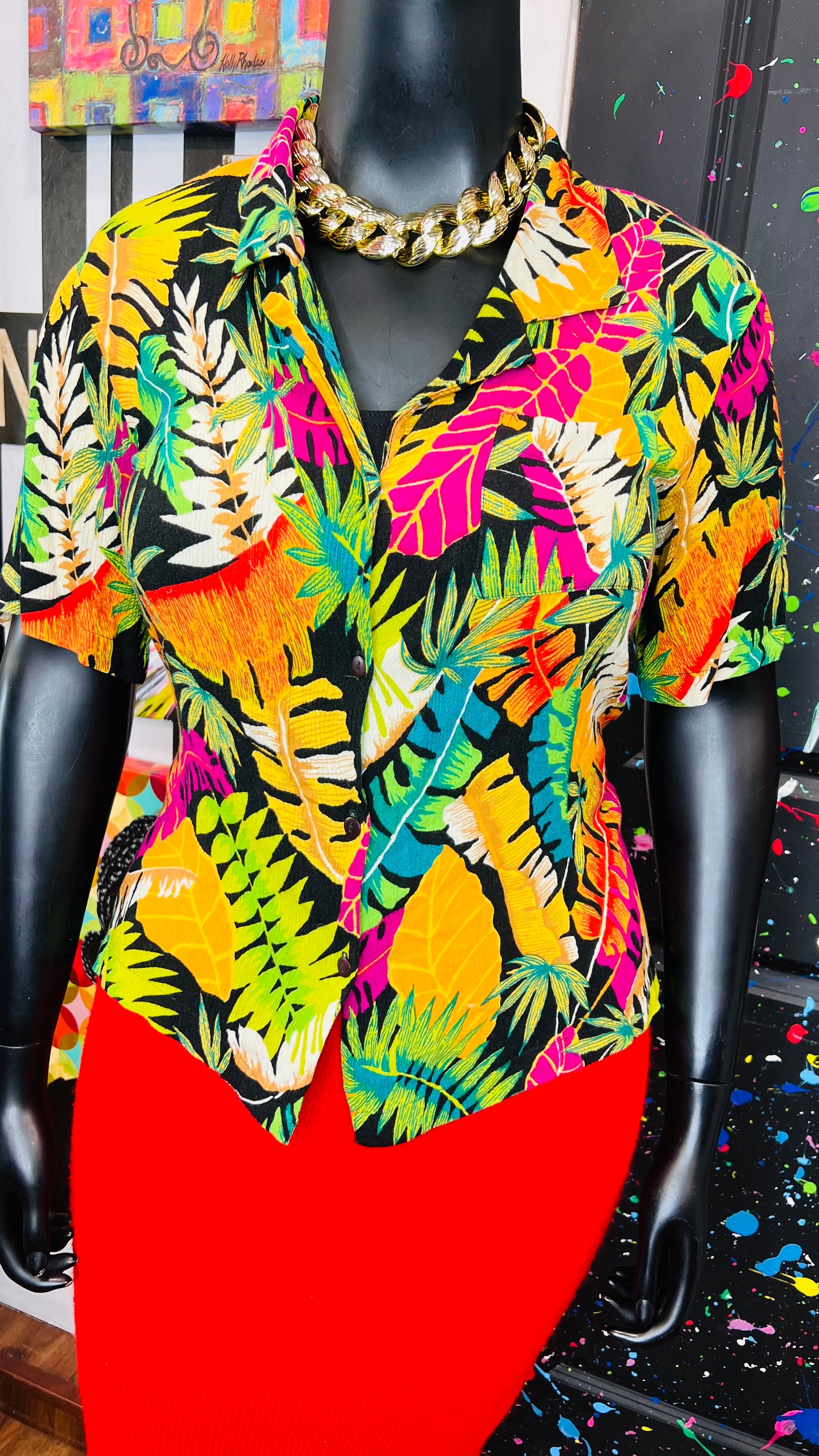 Vintage Rayon Tropical Blouse (18)