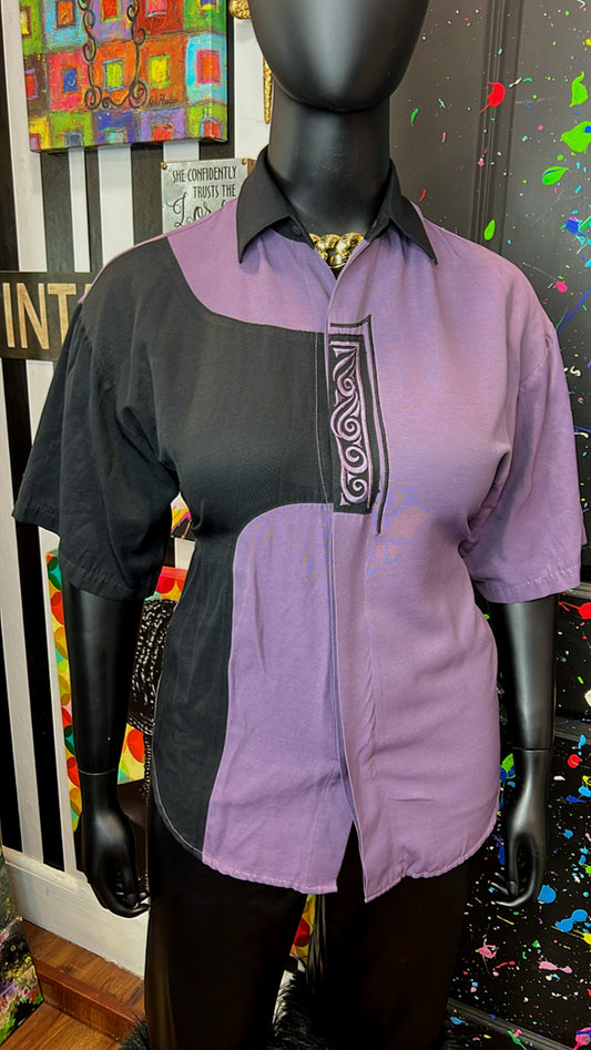 Vintage Purple & Black 90’s Blouse (14)