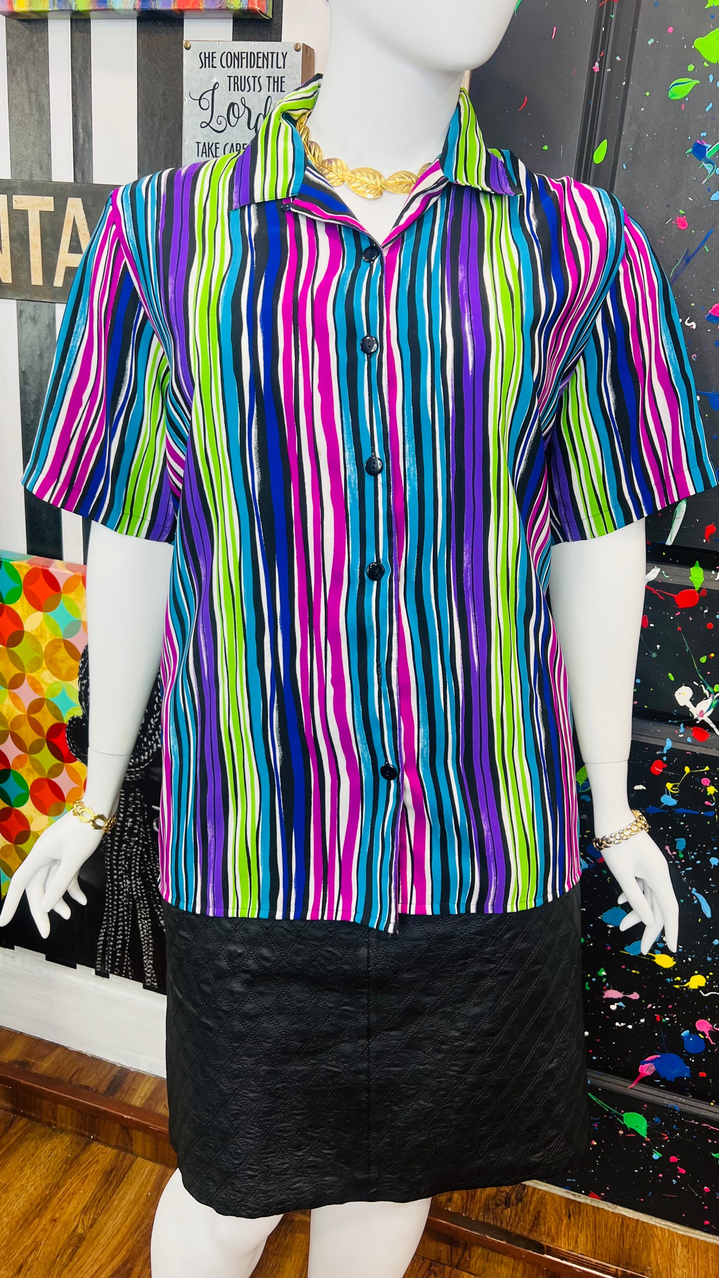 Vintage Lined Polyester Blouse (24W)