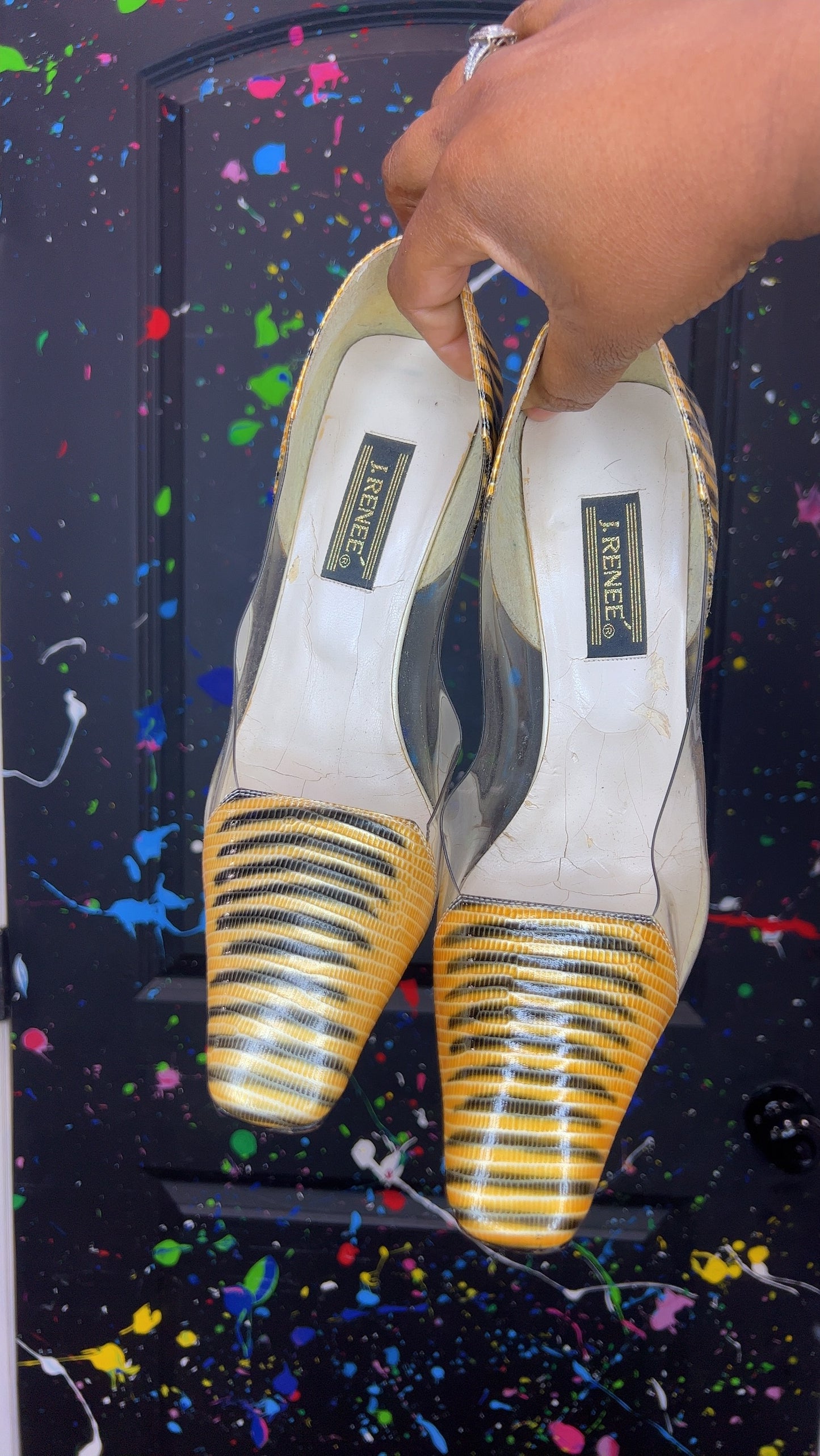 Vintage Clear Gold & Black Heels (11)