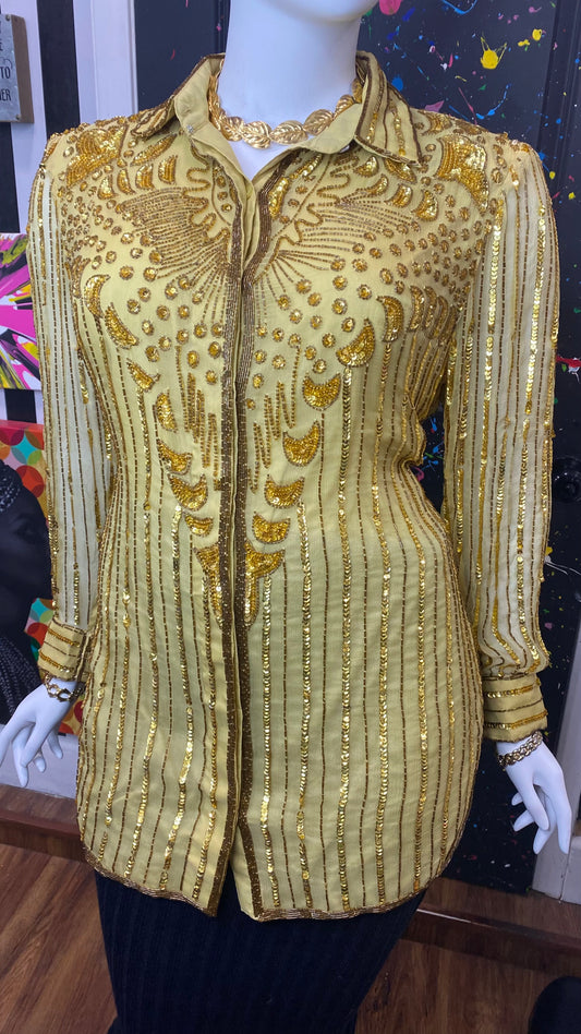 Vintage Deadstock Gold Sequin Blouse (20)