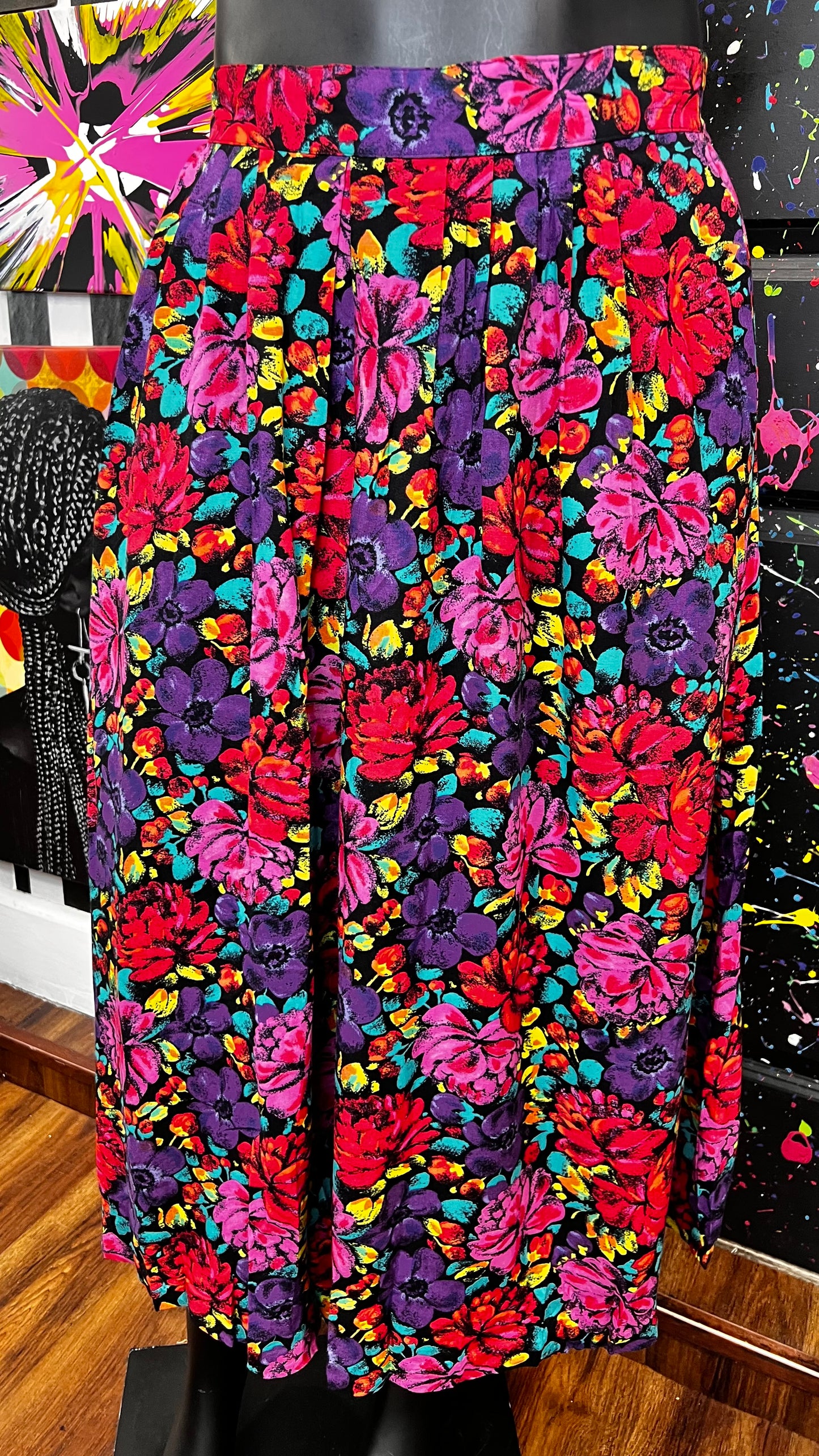 Vintage Floral Rayon Skirt (20)