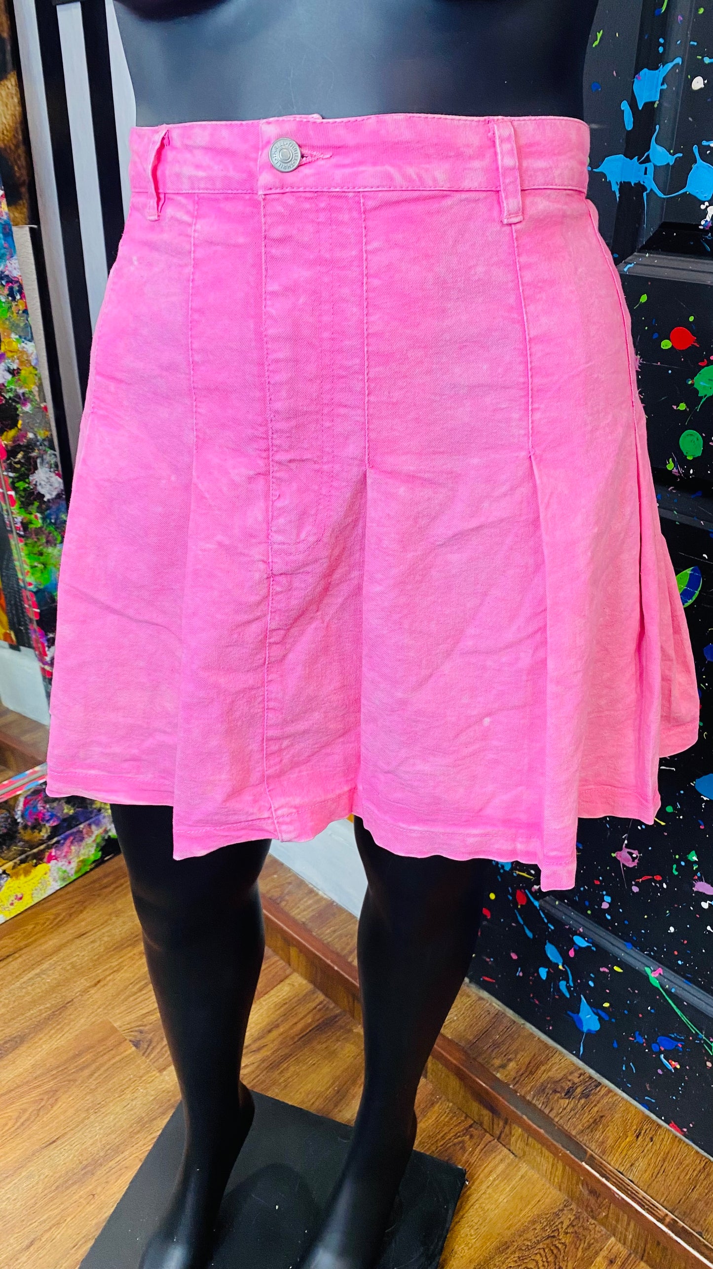 Denim Pink Pleated Skirt (22/24)