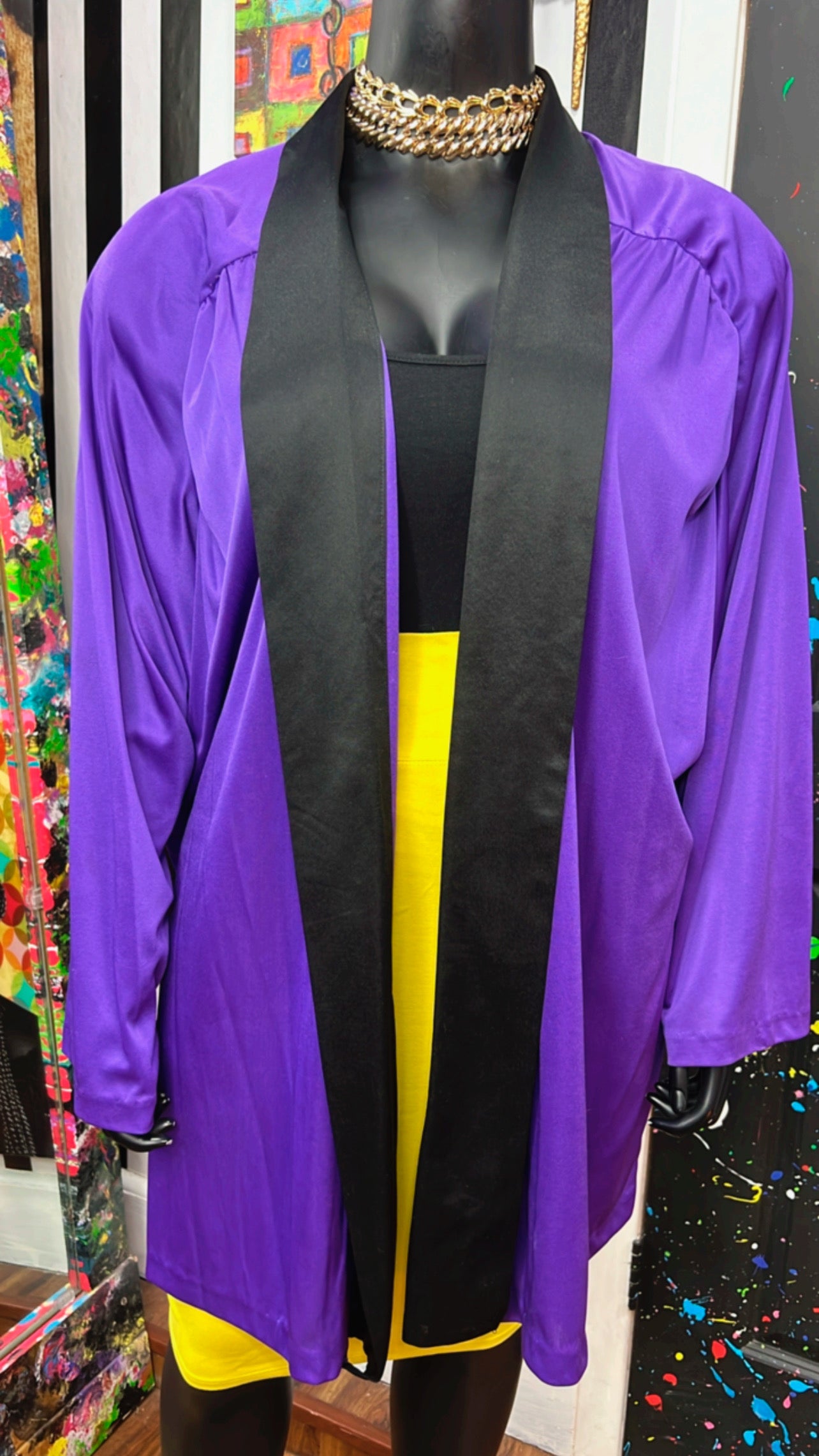 Vintage Purple & Black Duster (OS)