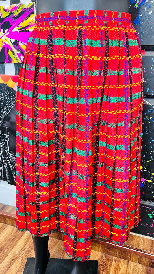 Vintage Pleated Primary Color Skirt (20)