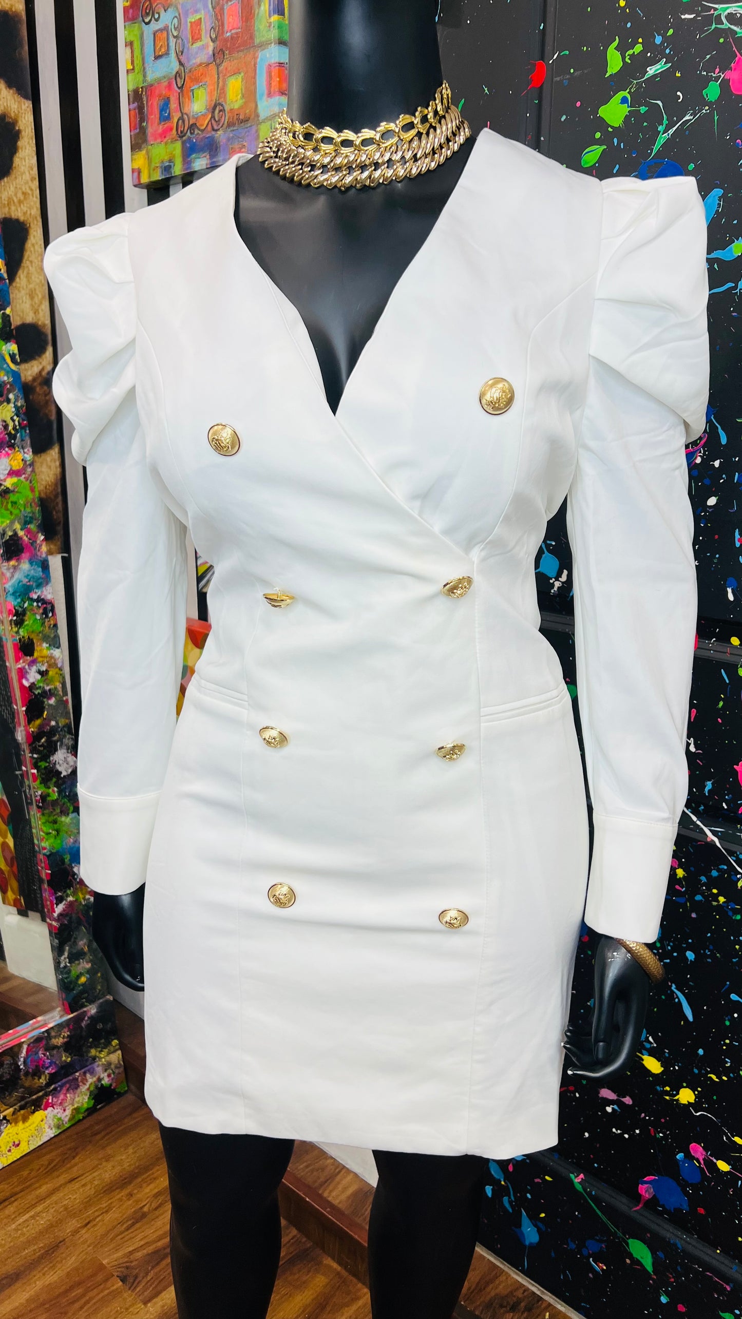 White Dress with Gold Buttons - New with Tags (14/16)