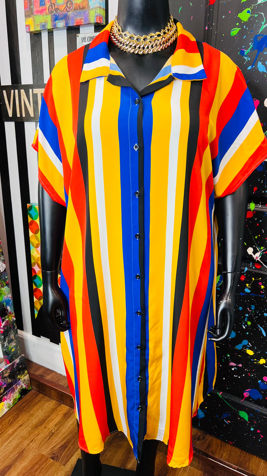 Primary Color Striped Dress (20/22)