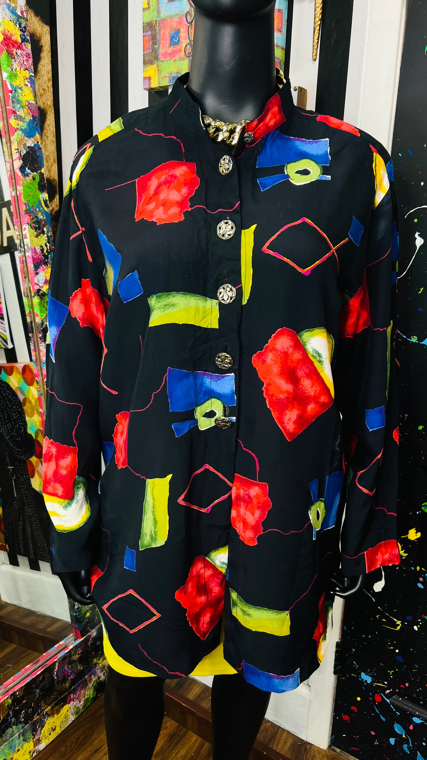 Vintage Abstract Long Sleeve Blouse (24W)