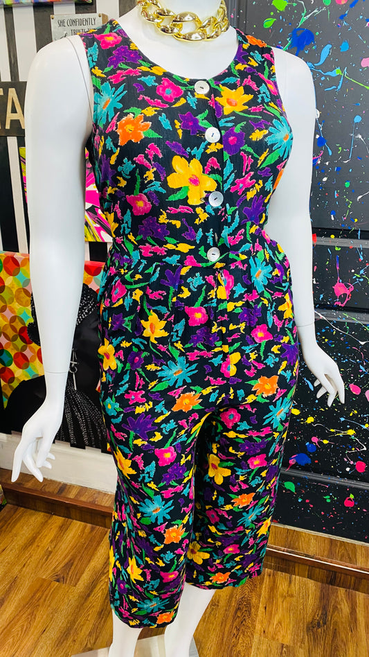Vintage Floral Wide Leg Jumpsuit (12/14)