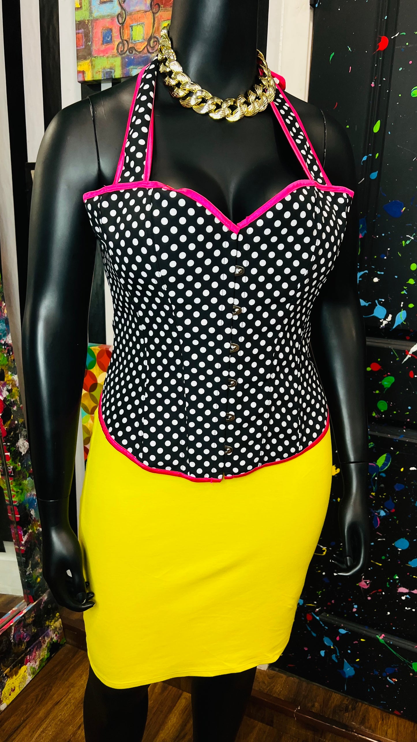 Black & White Polka Dot Bustier (OS)
