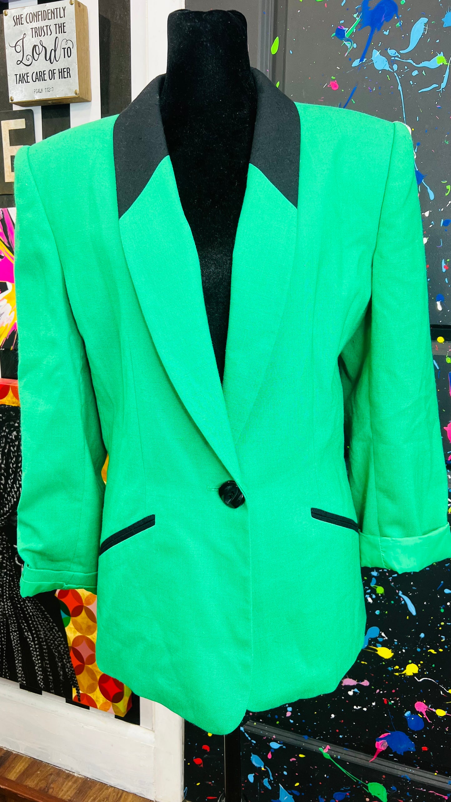 Vintage Green & Black Blazer (14)