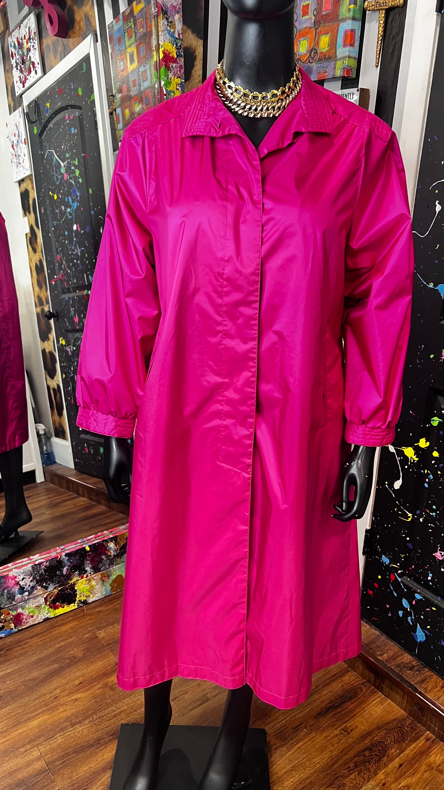 Vintage Fushia Pink Trench Coat (12/14)