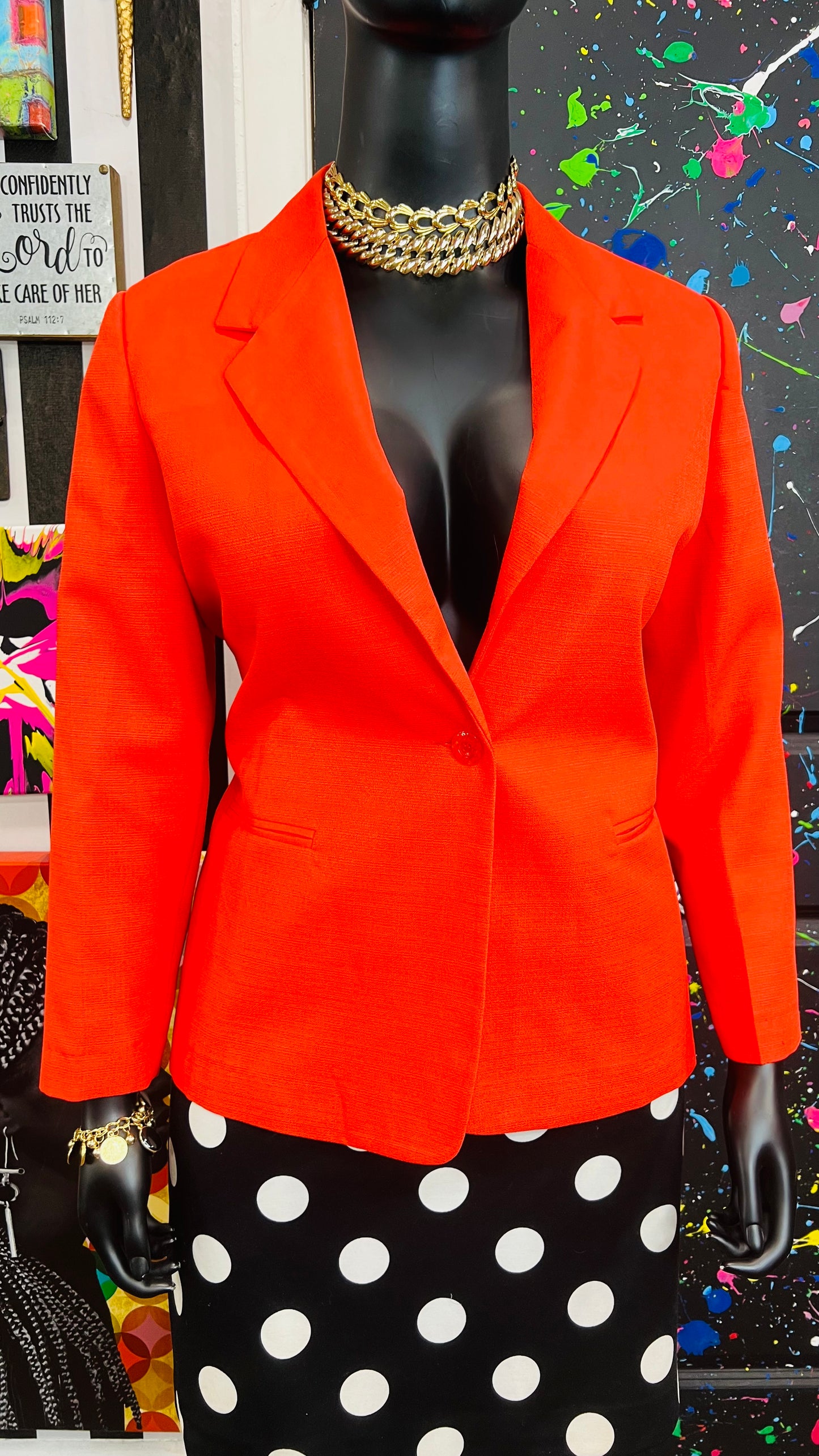 Vintage ‘Vicki’ Coral Orange Blazer (18P)