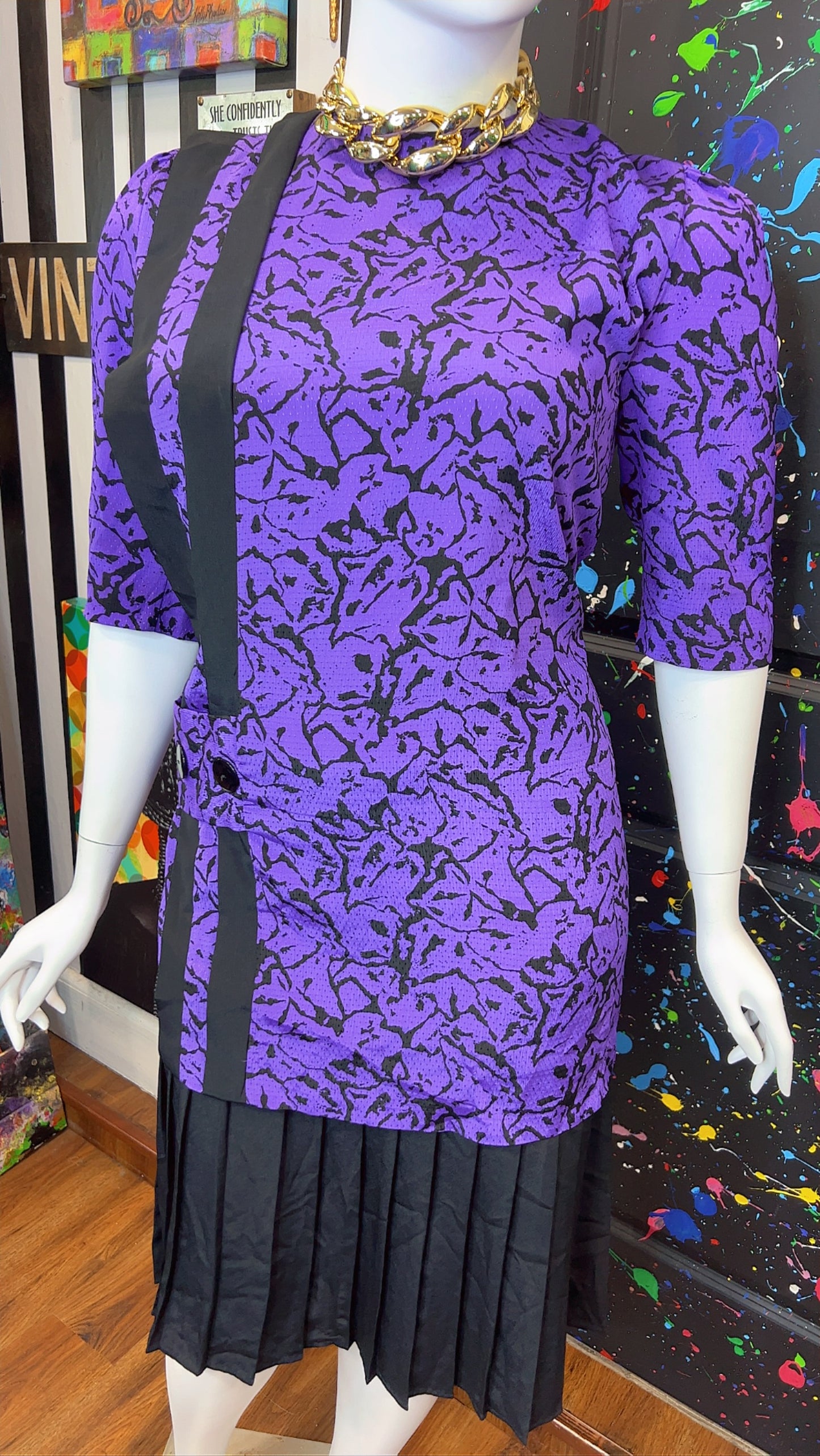 Vintage Purple & Black Dress (16)