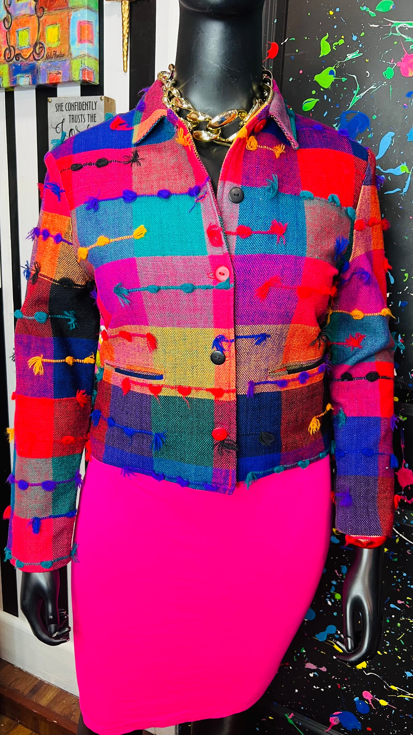 Vintage Colorful Cropped Blazer (12/14)