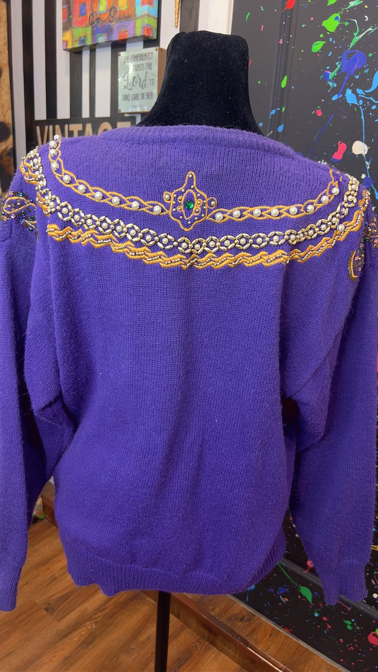 Vintage Jeweled Purple Sweater (14)