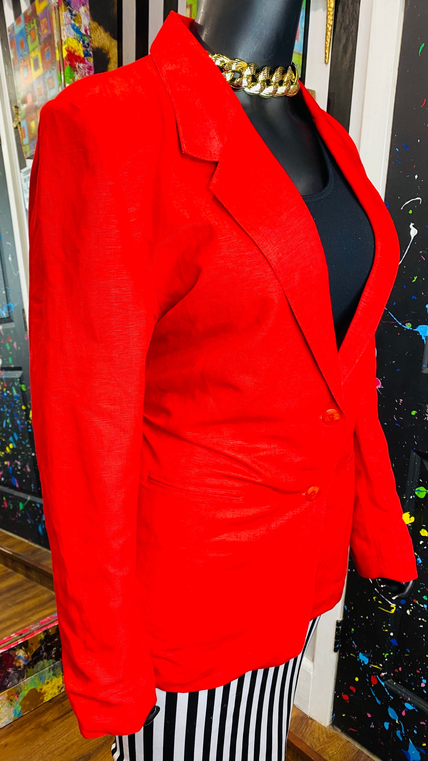 Vintage Solid Red Blazer (18)