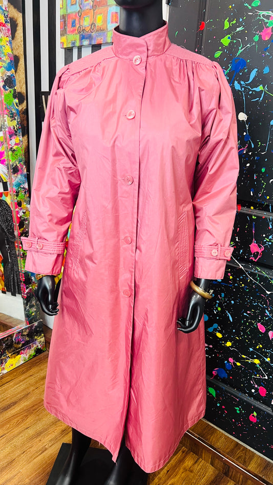 Vintage Pink Champagne Rain Trench Coat (14)