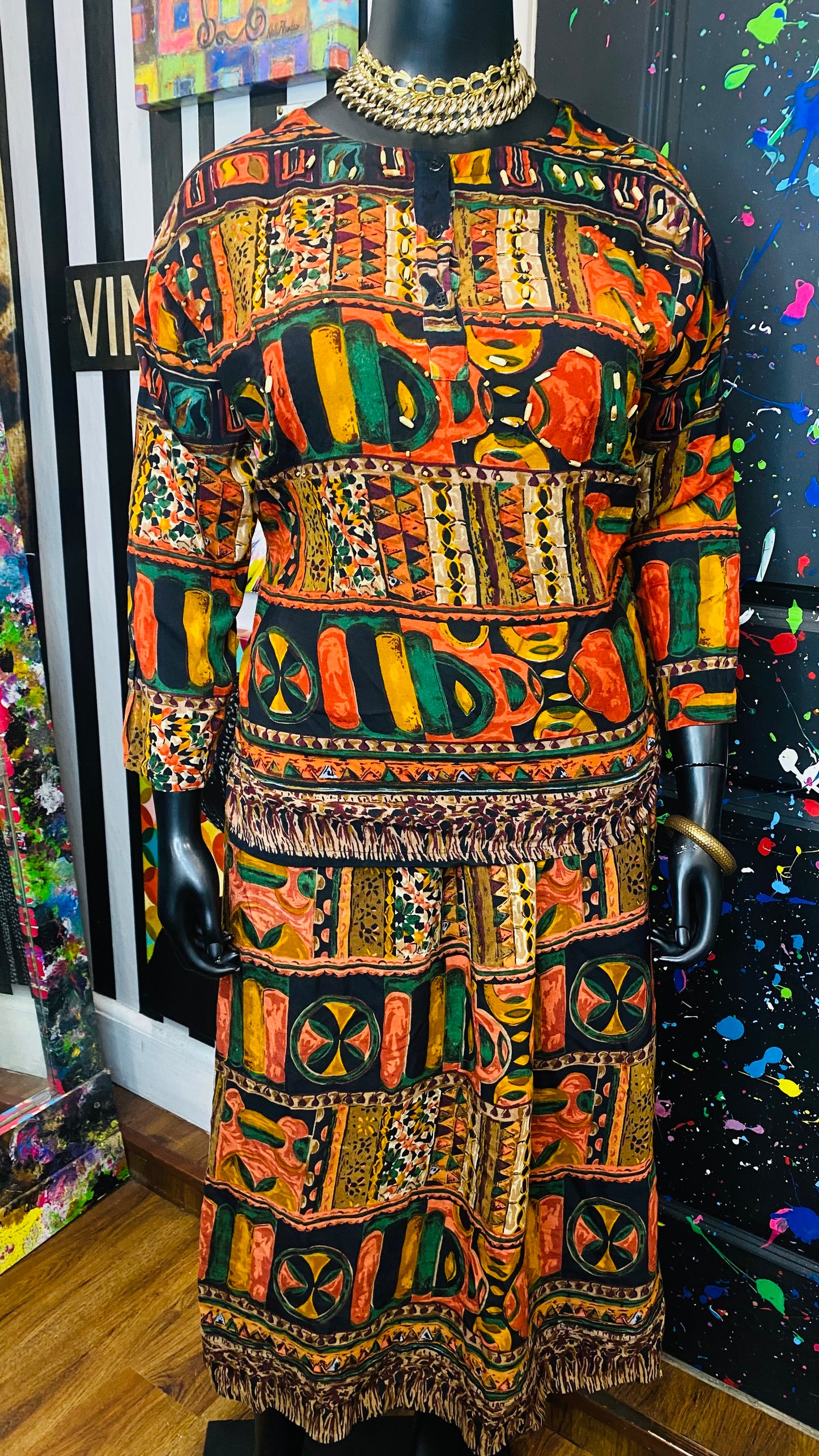 Vintage Rayon African Skirt Set (18)