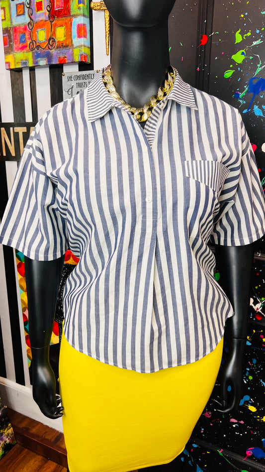 Vintage Mixed Striped Blouse (16)
