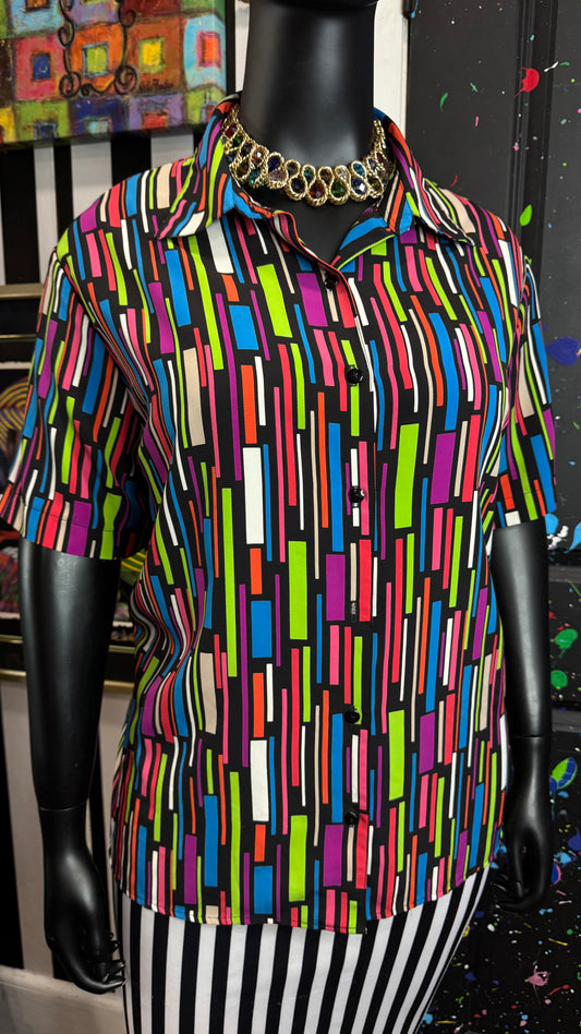 Vintage Color Block Blouse (24)