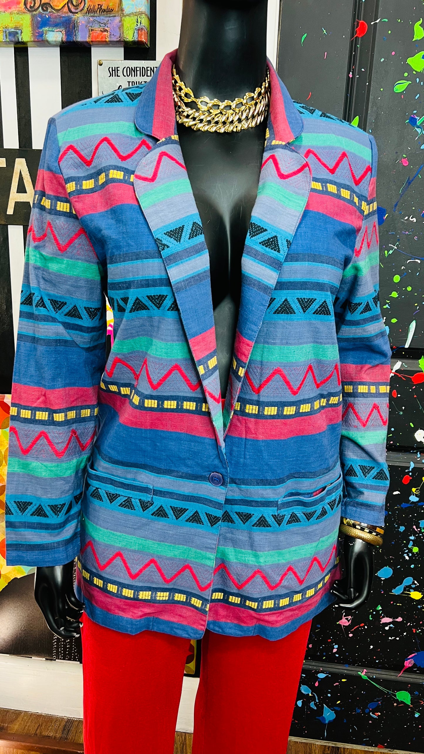 Vintage Tribal Print Blazer (18)