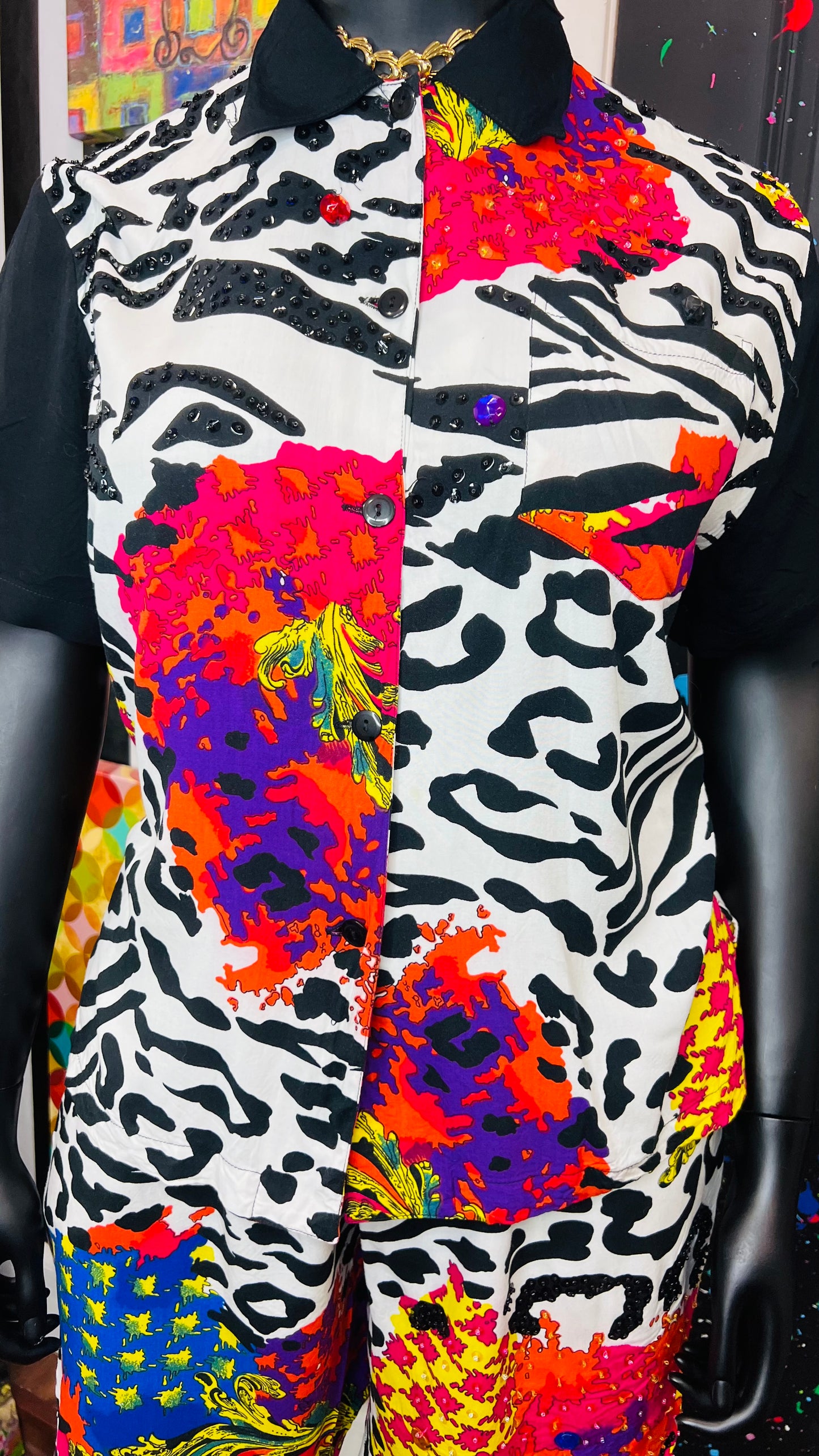 Vintage Rayon Abstract Short Set (14)