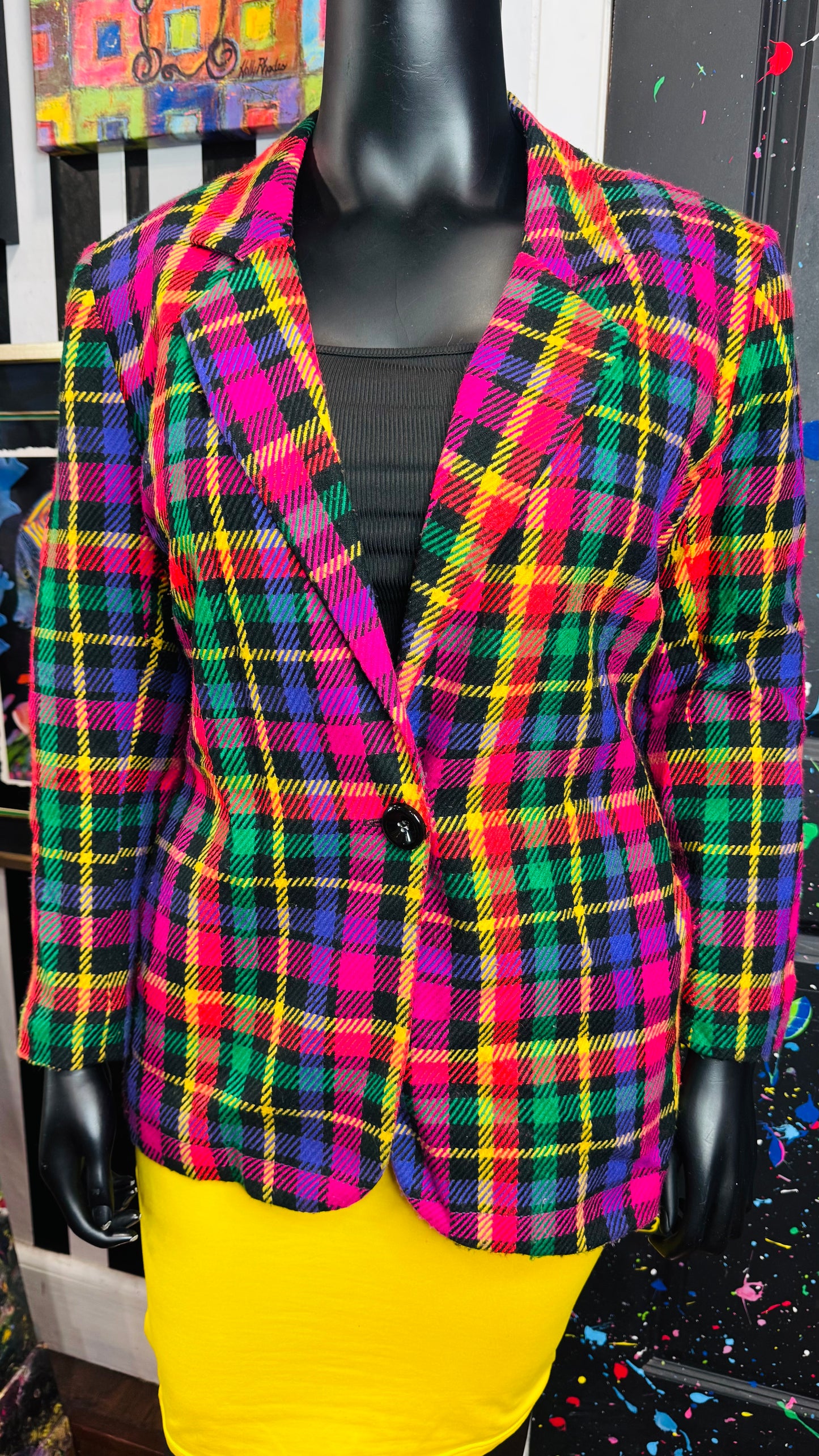 Vintage Colorful Plaid Wool Blazer (18)