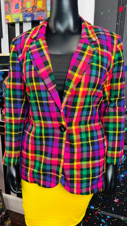 Vintage Colorful Plaid Wool Blazer (18)