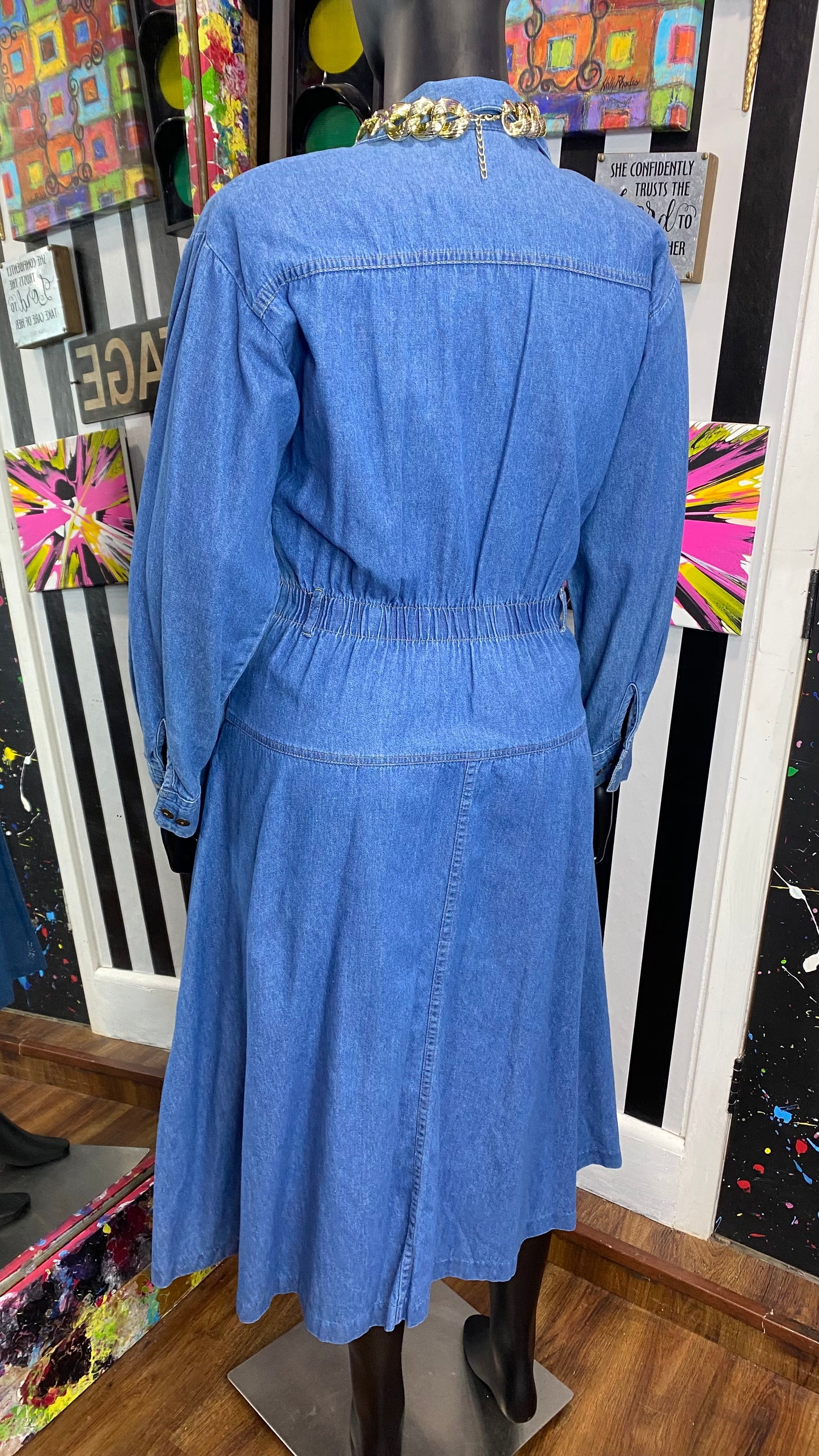 Vintage Denim Drop Waist Dress (14)